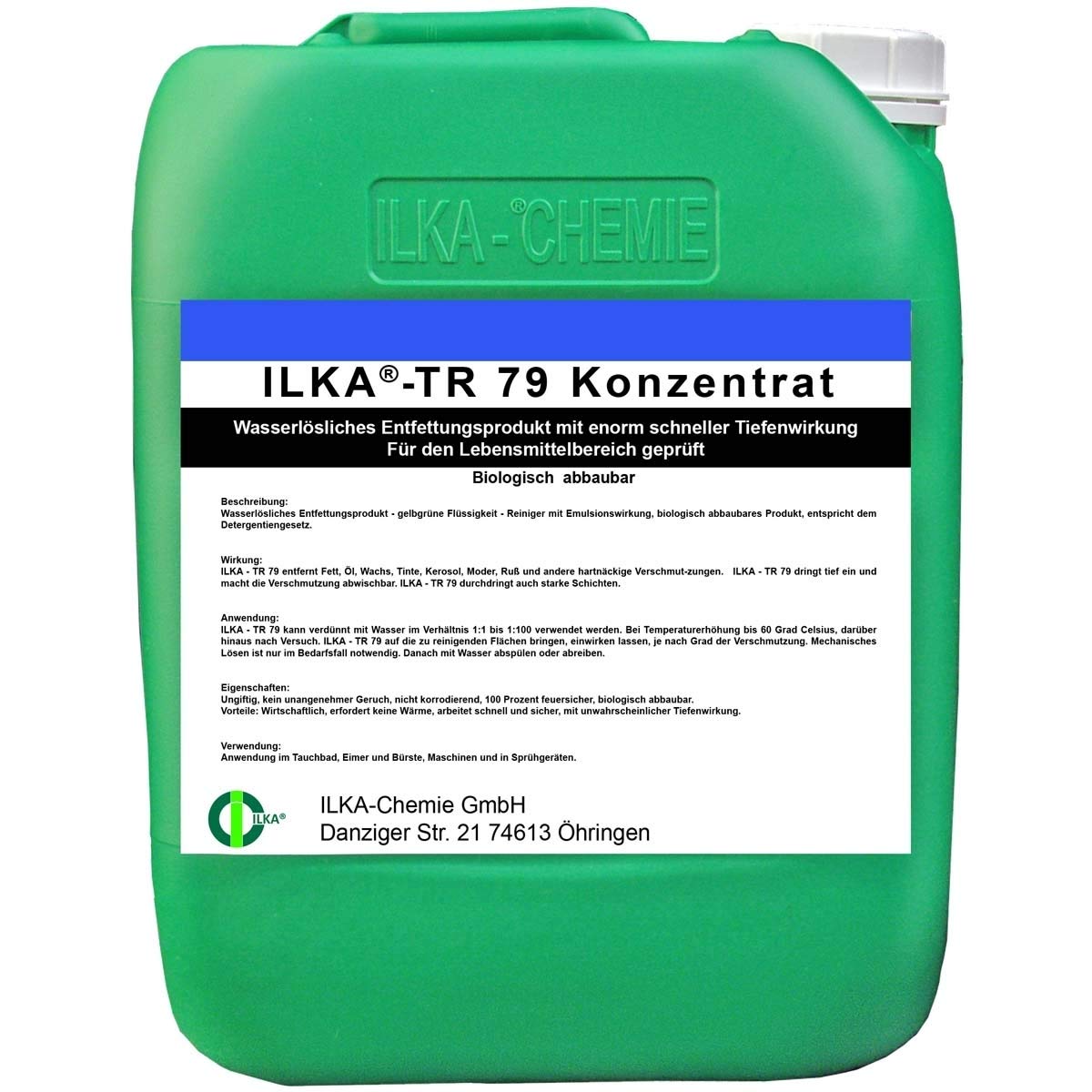 ILKA® - TR 79 Dégraissant concentré dégraissant BIO | 10 litres | Nettoyant à graisse | Dégraissant Détachant de graisse pour l'intérieur et l'extérieur (homologué pour une utilisation avec des aliments) également pour les revêtements de sol textiles, les