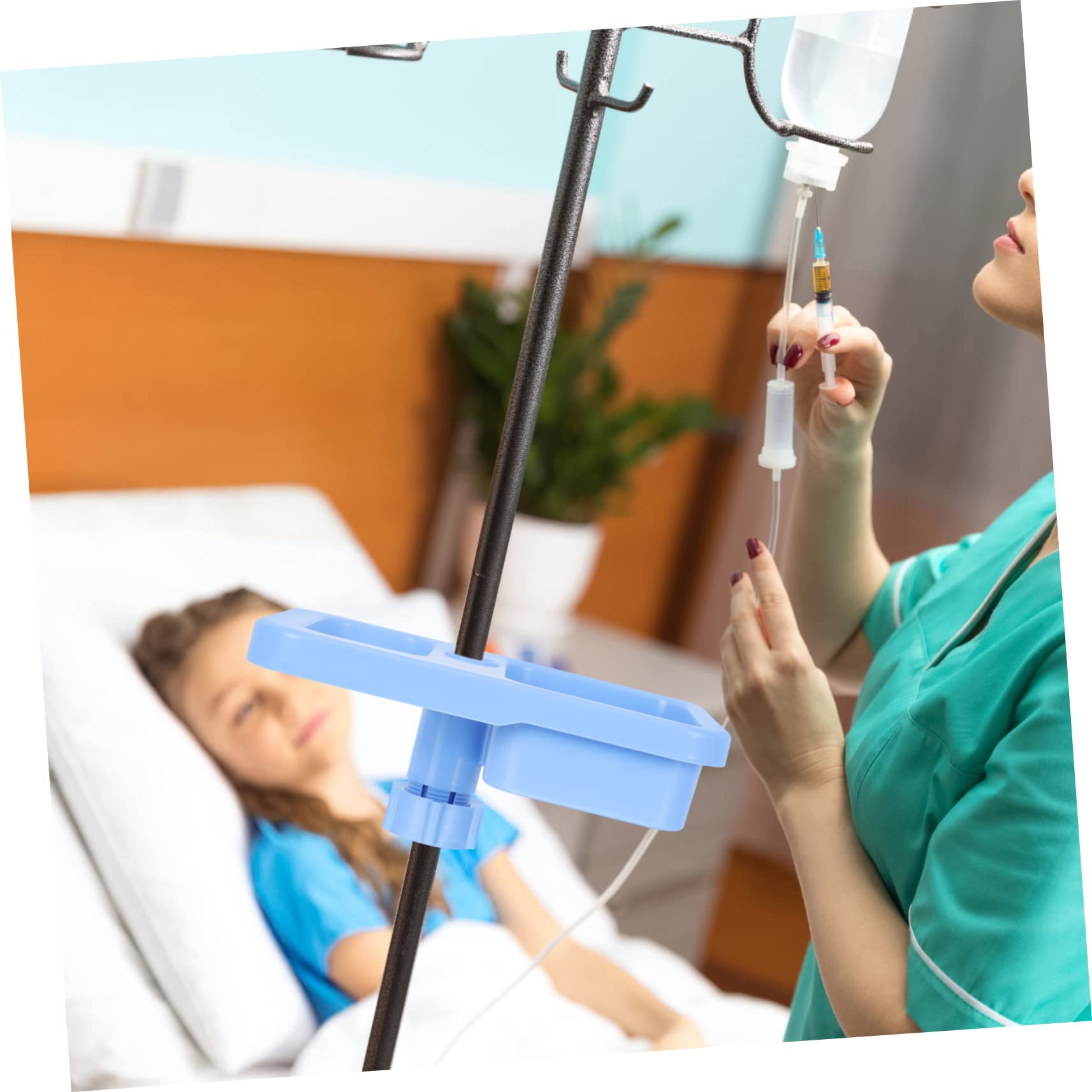 KICHOUSE Plaque De Rangement Pour Support De Perfusion En Plastique Résistant, Plateau Circulaire Professionnel Antichoc, Accessoire Amovible Pour Poteau Iv Adapté Aux Centres Médicaux Et Hôpitaux
