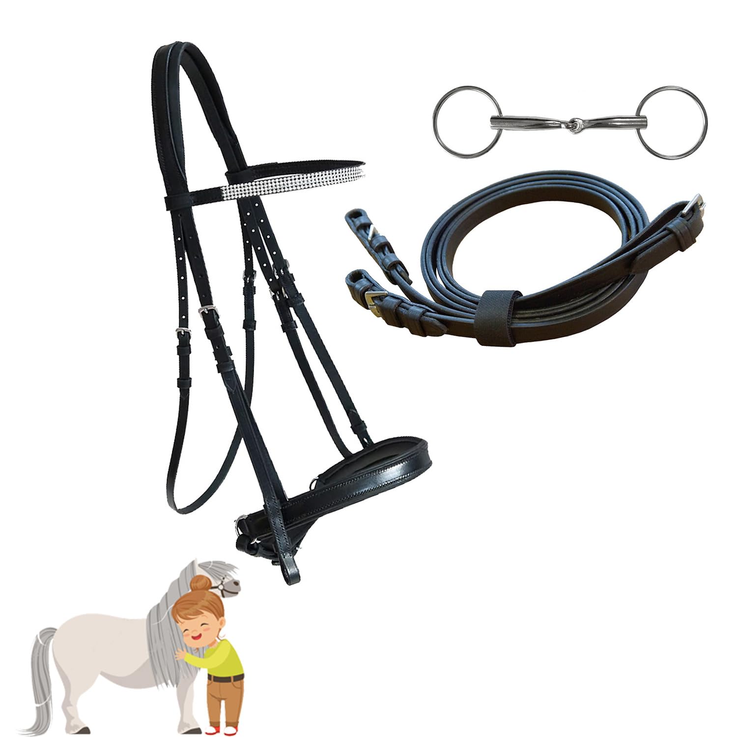 My Sweet Pony® Trensen-Set inkl. Gebiss + Zügel | für Pony, Shetty und Holzpferd | Ideal als Ergänzung für erste Reitversuche