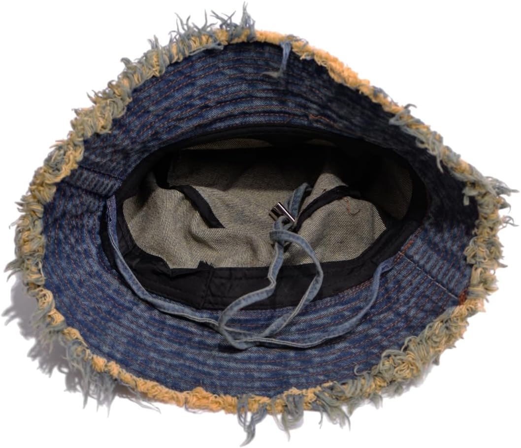 Cotton Denim Distressed Bucket Hat, Sun Hat, Hat for Men and Women - Image 3