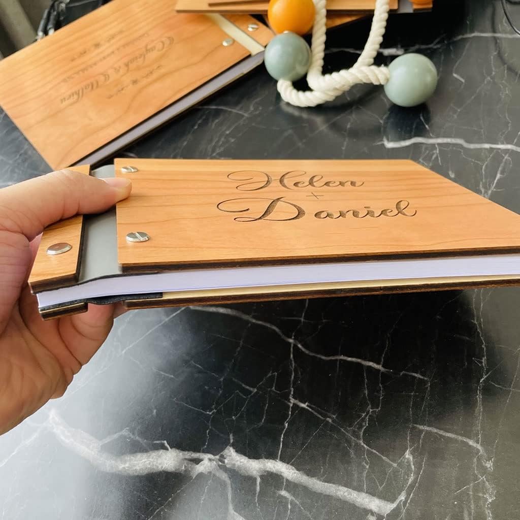 JSEIAJB Personalized Guestbook Sign for Weddingwooden Guest Signatures Book Album Baptism Mariage Decoration(15.24cmX22.86cm)