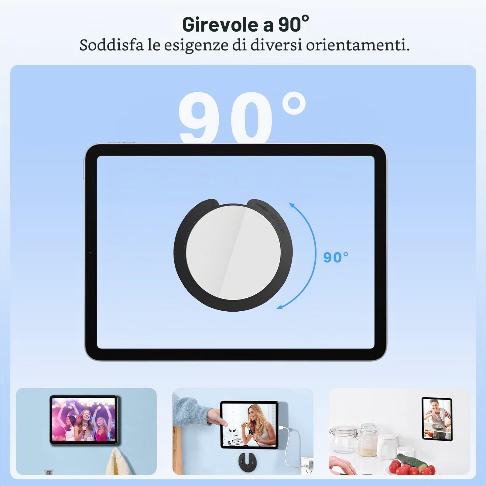 MoKo 2 Pezzi Supporto da Parete per Tablet Regolabile 90° Nero