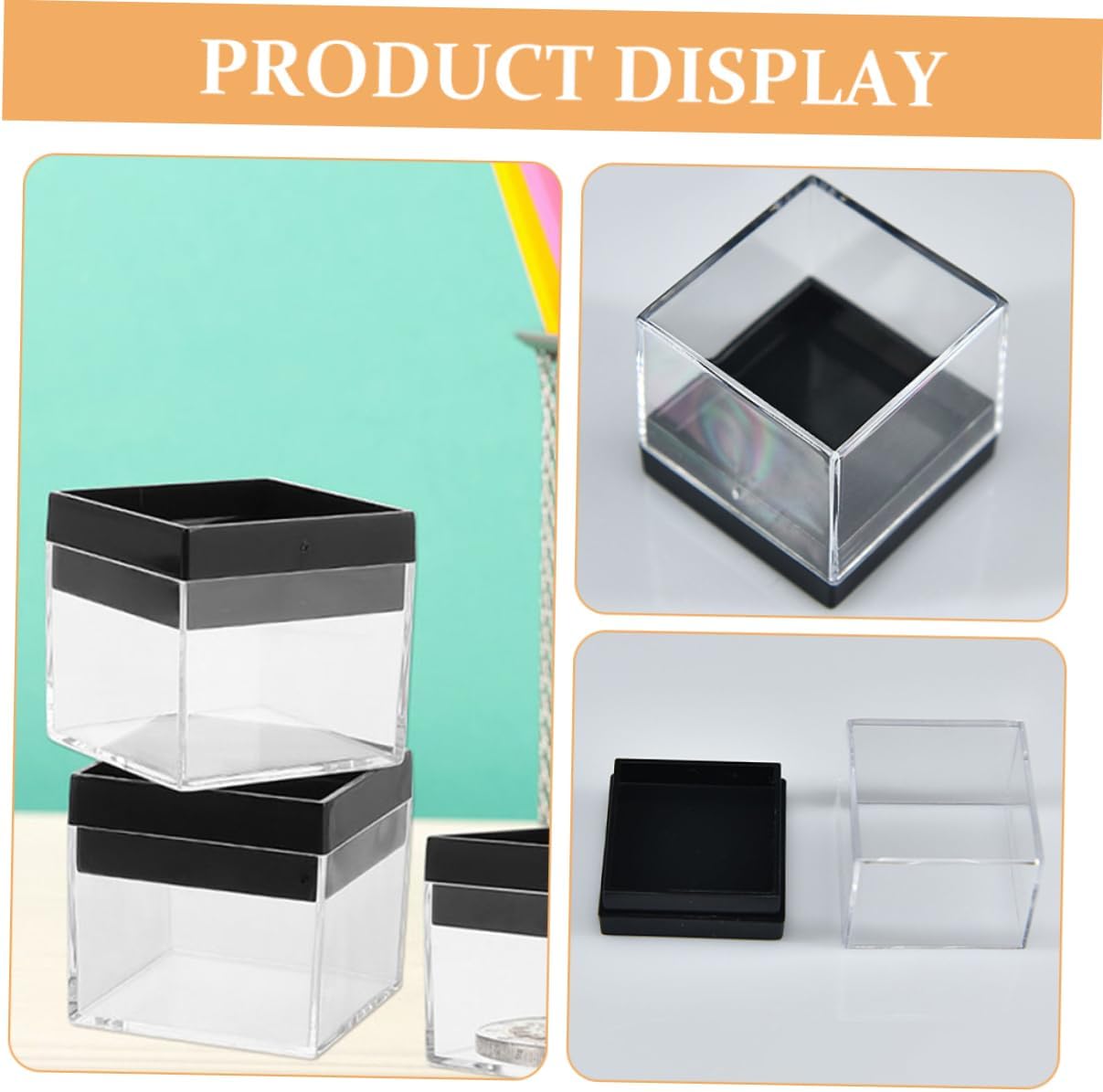 12pcs Square Plastic Mineral Specimen Storage Box Display Holder for Raw Stone Collection Sample Collection Box