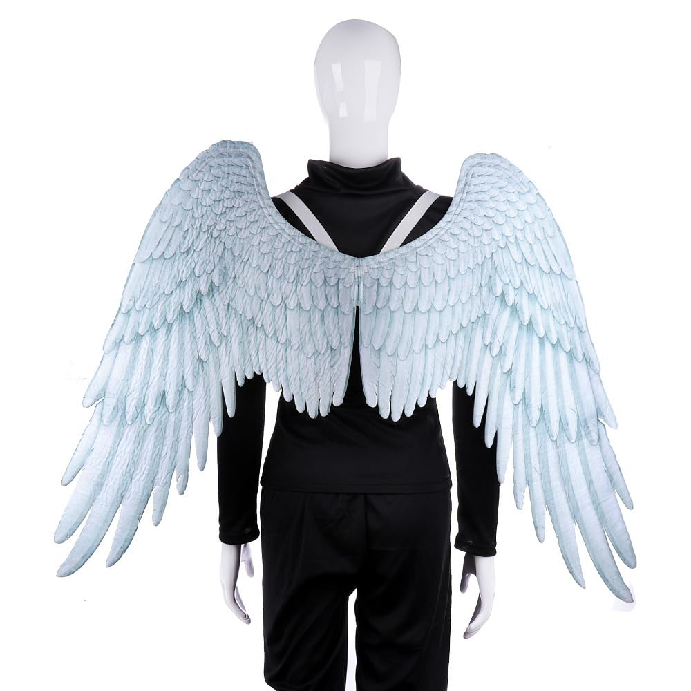 2 weiße Engelsflügel Kostüm Halloween Party Cosplay Zubehör | 3D-bedrucktes Vlies, großer Dämonen-Vogelflügel-Kostüm, für Erwachsene, Damen, Herren