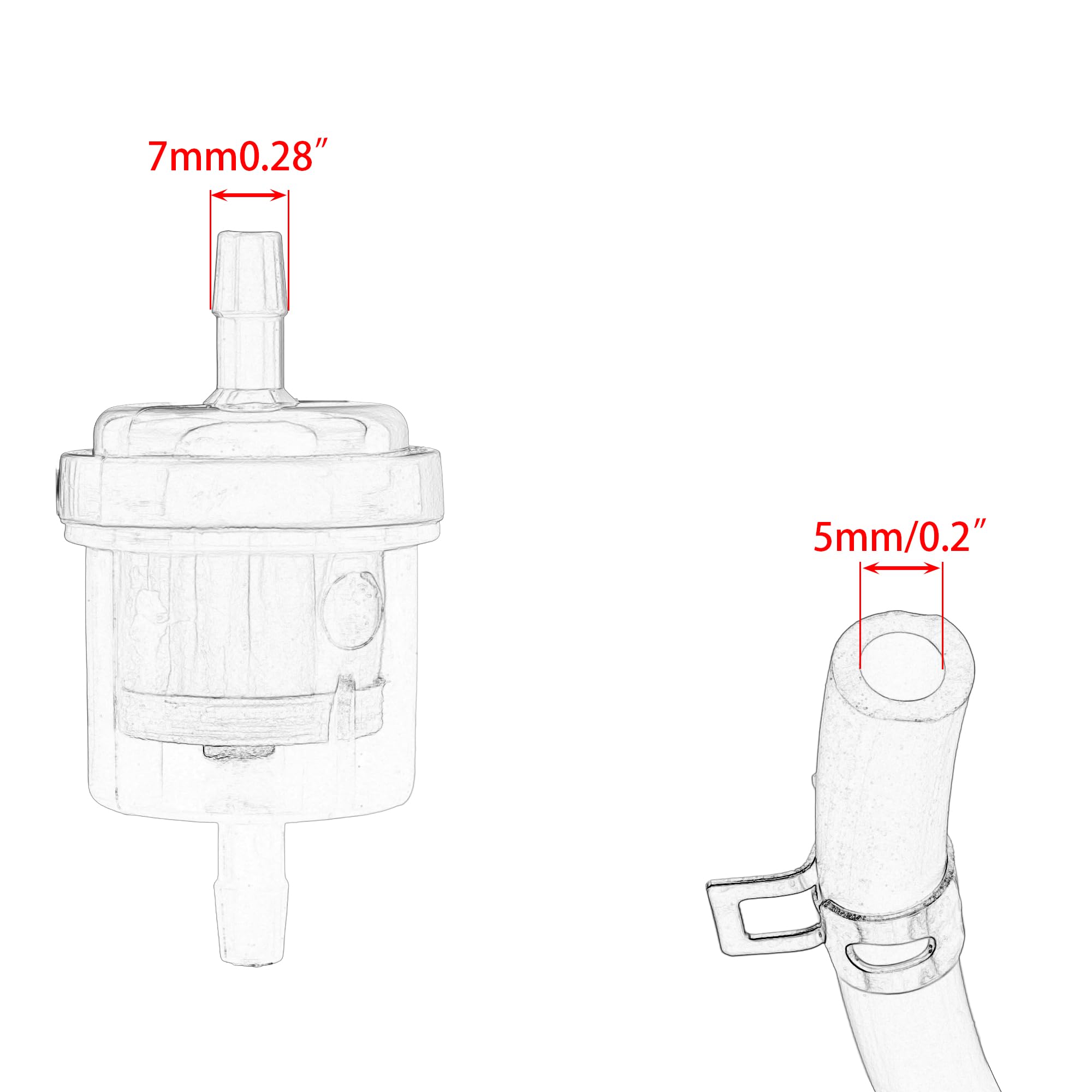 Kit Durite Essence Universelle 5mm Avec Filtre - Pour 50cc à 150cc ATV, Dirt Bike, Scooter