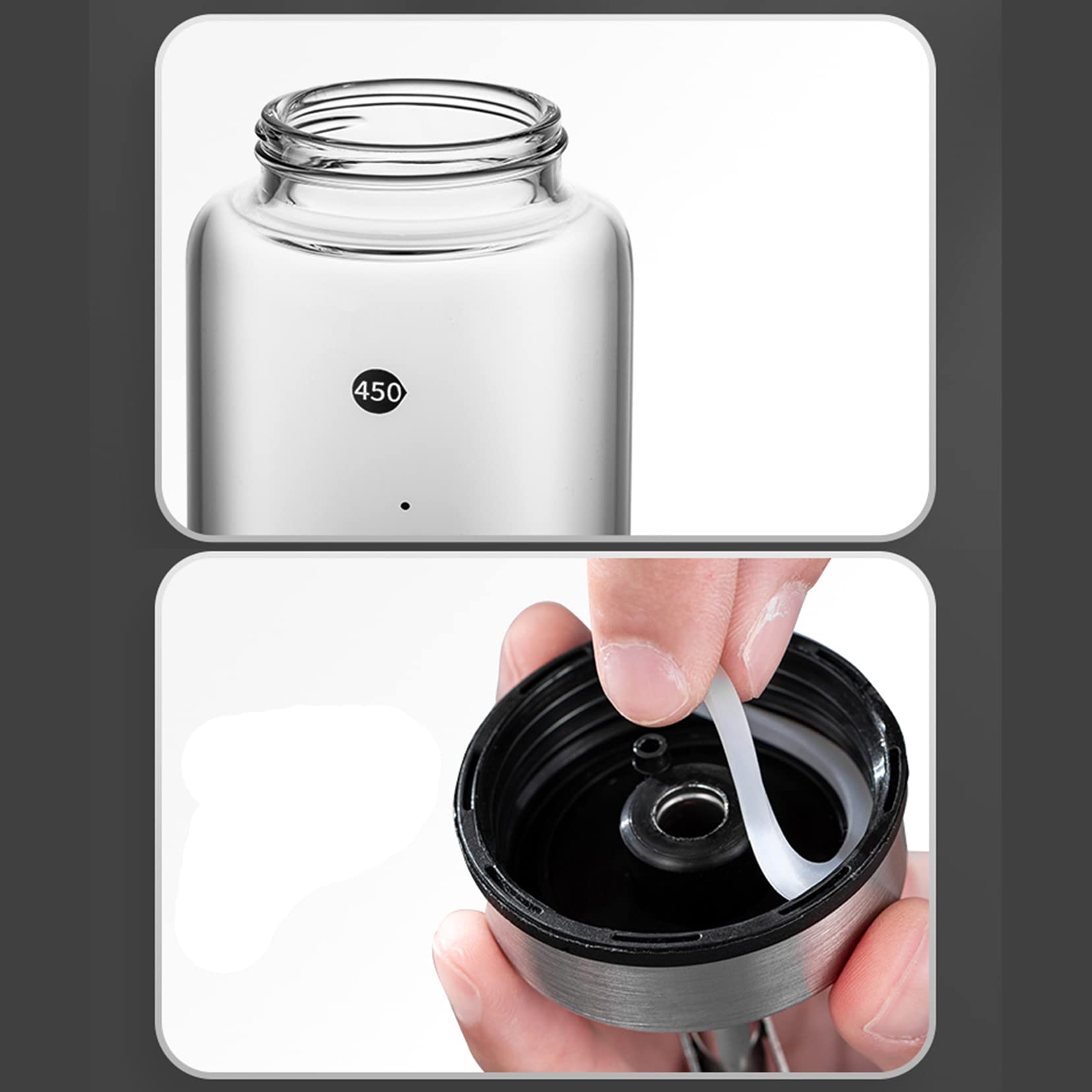 ESNY Öl Und Essigspender Glasflasche Kein Trichter Erforderlich Tropffrei Für Die Küche 17 Unzen Olivensauce Ausgießer Luftdichte Silikonkappe (Ölspender,transparent Transparent-500ml
