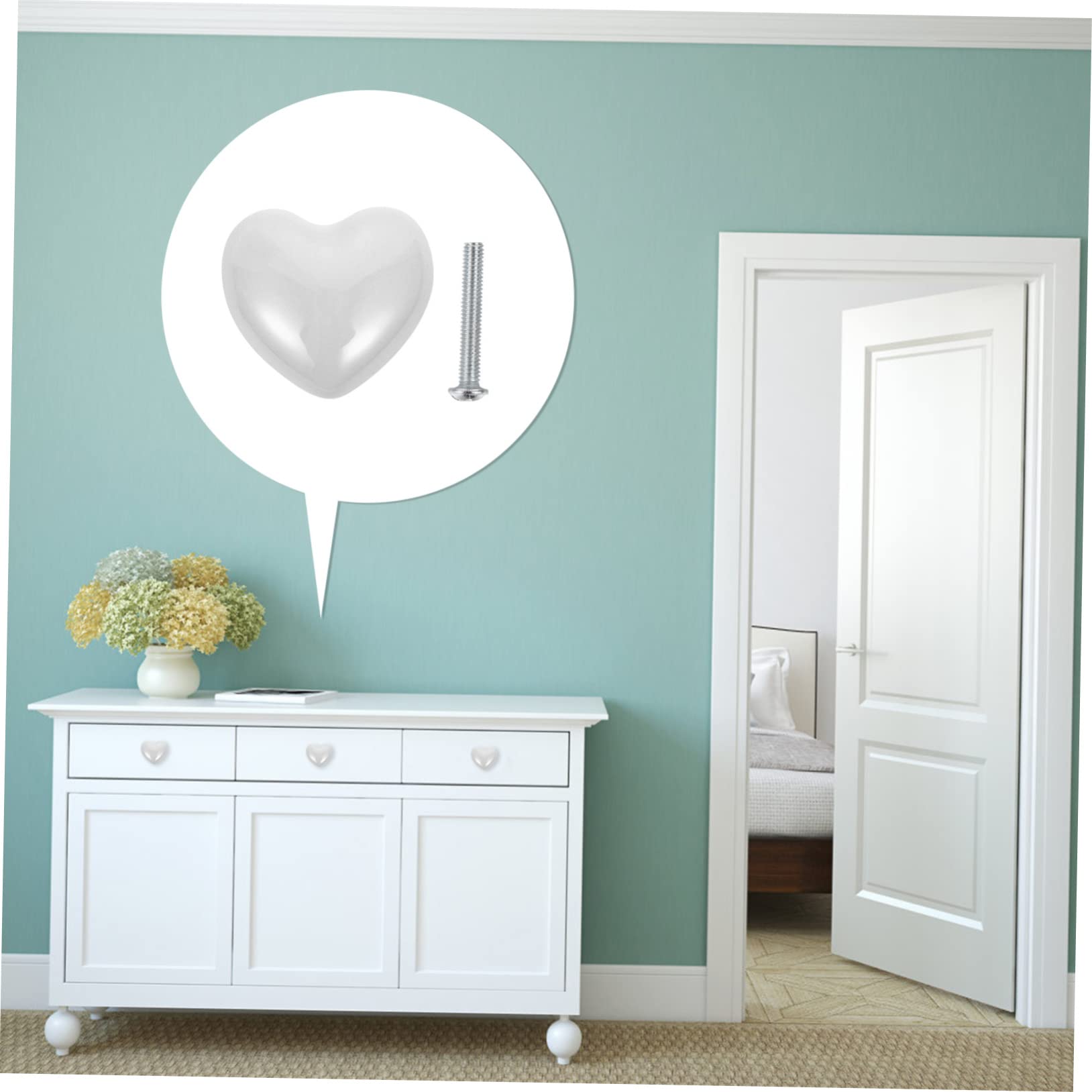 ORFOFE Pomelli a Cuore in Ceramica Bianca per Cassetto, 10 Pezzi | Lega di Zinco, Finitura Elegante e Moderna, per Armadio e Cassettiera, Decorativi per Casa