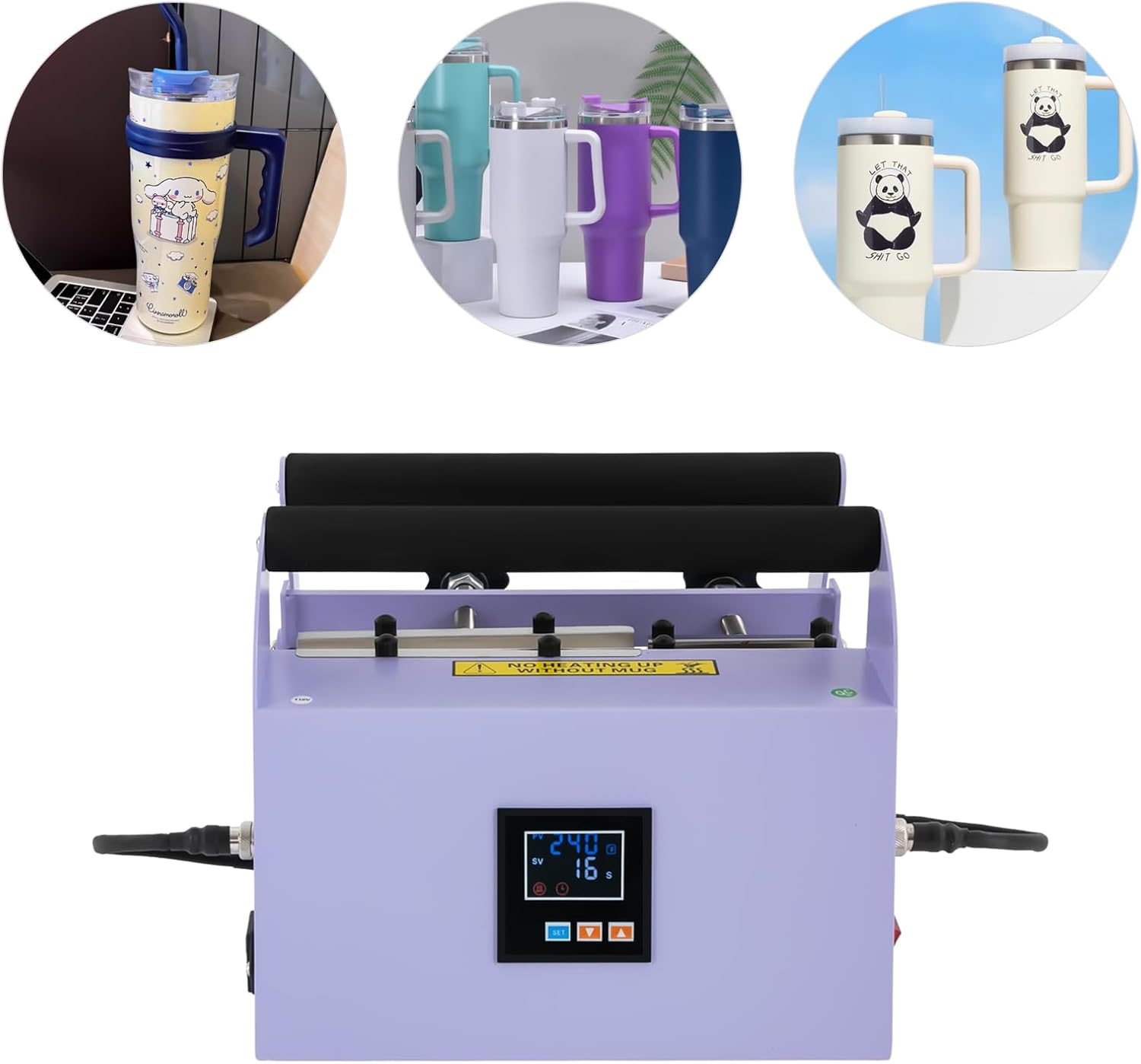Heat Press Machine, Tumbler Heat Press Car Cup Mug Press Heat Machine Temp & Timer Mug Press Tool Sublimation Blank Skinny Straight Machine for 40oz Car Cups