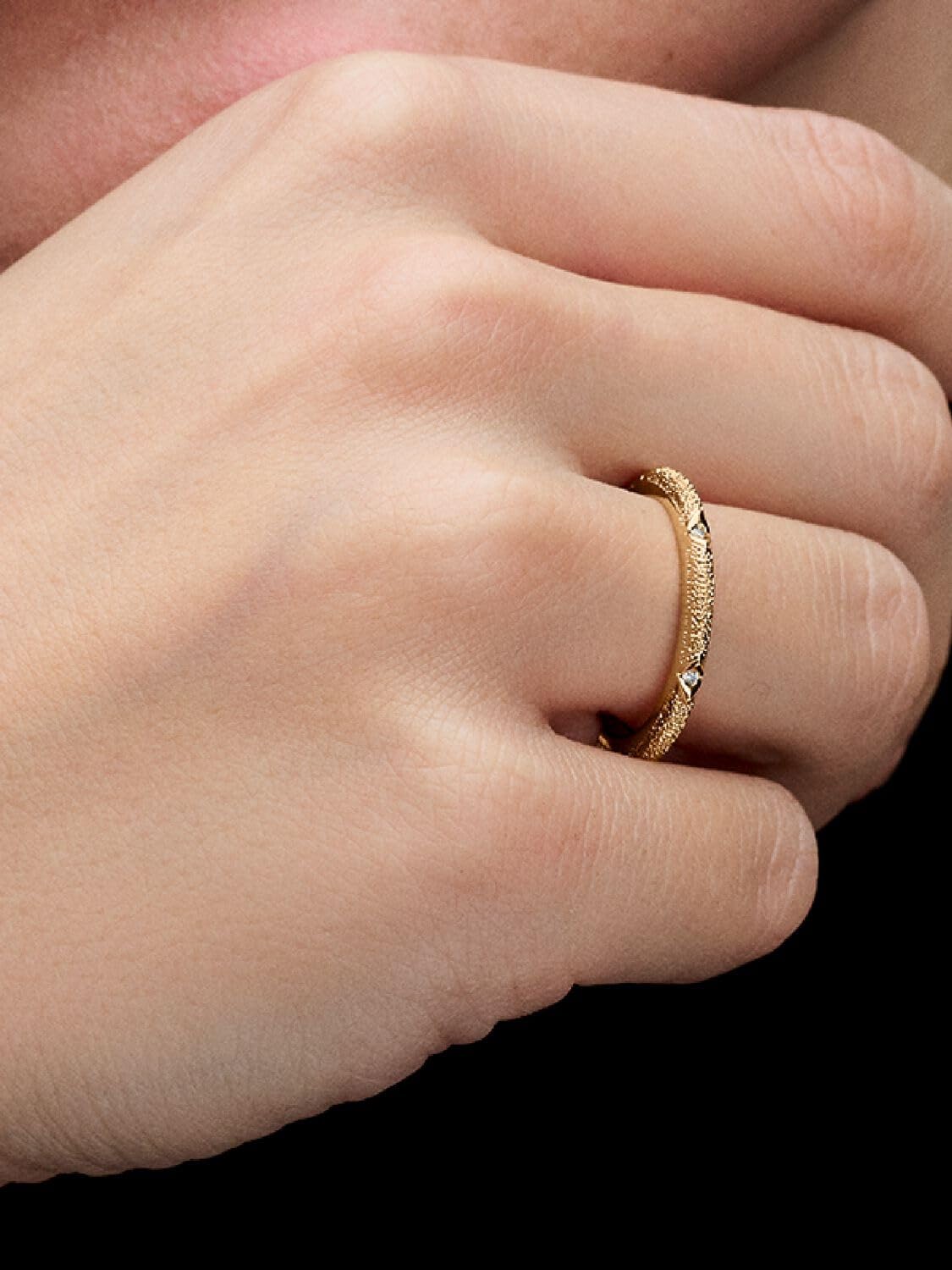 Pandora ME Textur-Ring, 14-karätig vergoldet, mit klarem Cubic Zirkonia