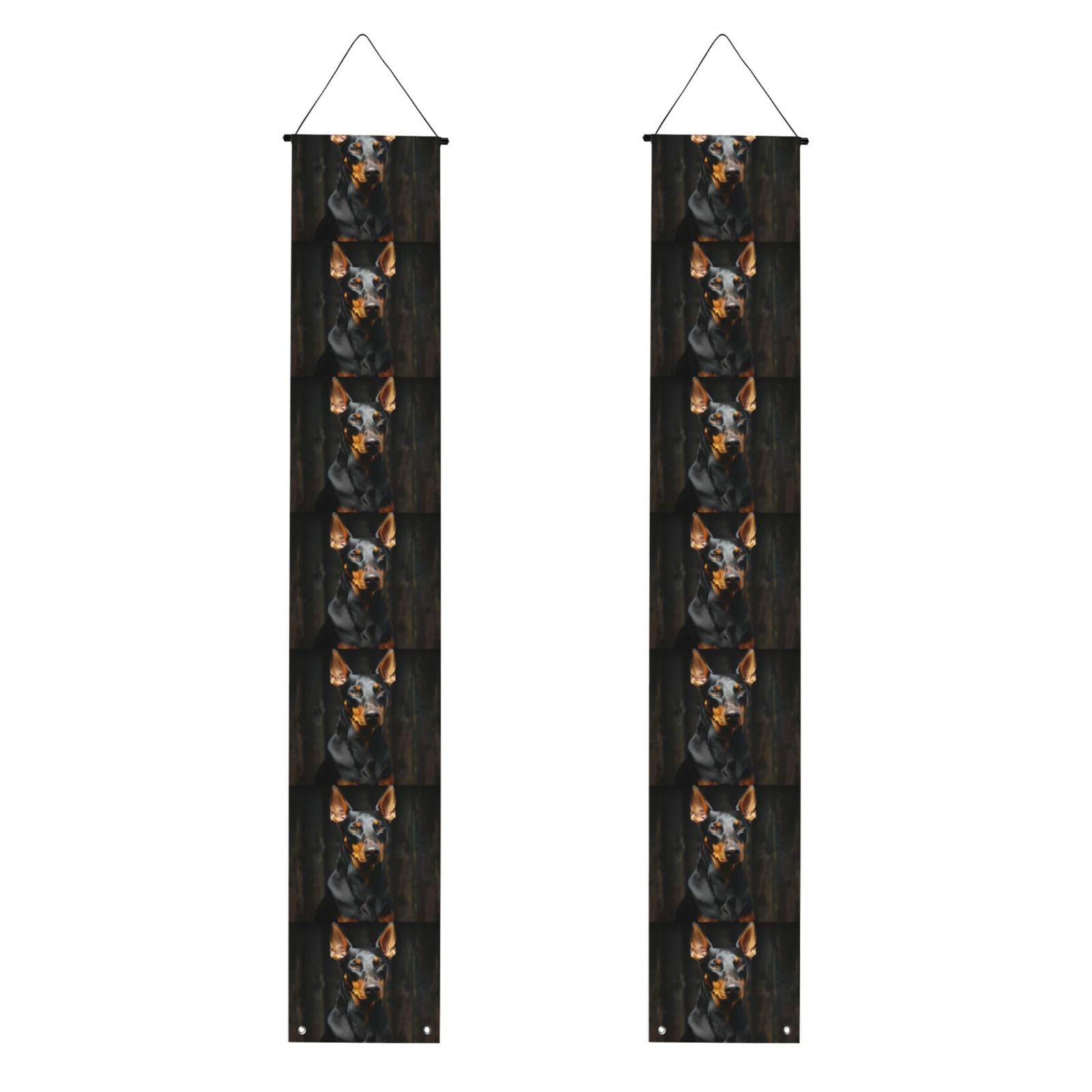 doberman Porch Banner 2PCS, Summer Hanging Flag Party Porch Sign Front Door Hanging Decorations for Indoor Outdoor Holiday Yard Decor Wall Backdrop 71 x 12 Inch