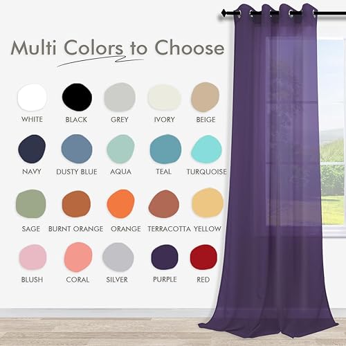 Miniatura 2 de KOUFALL - Cortinas translúcidas de imitación lino con ojales (2 paneles)