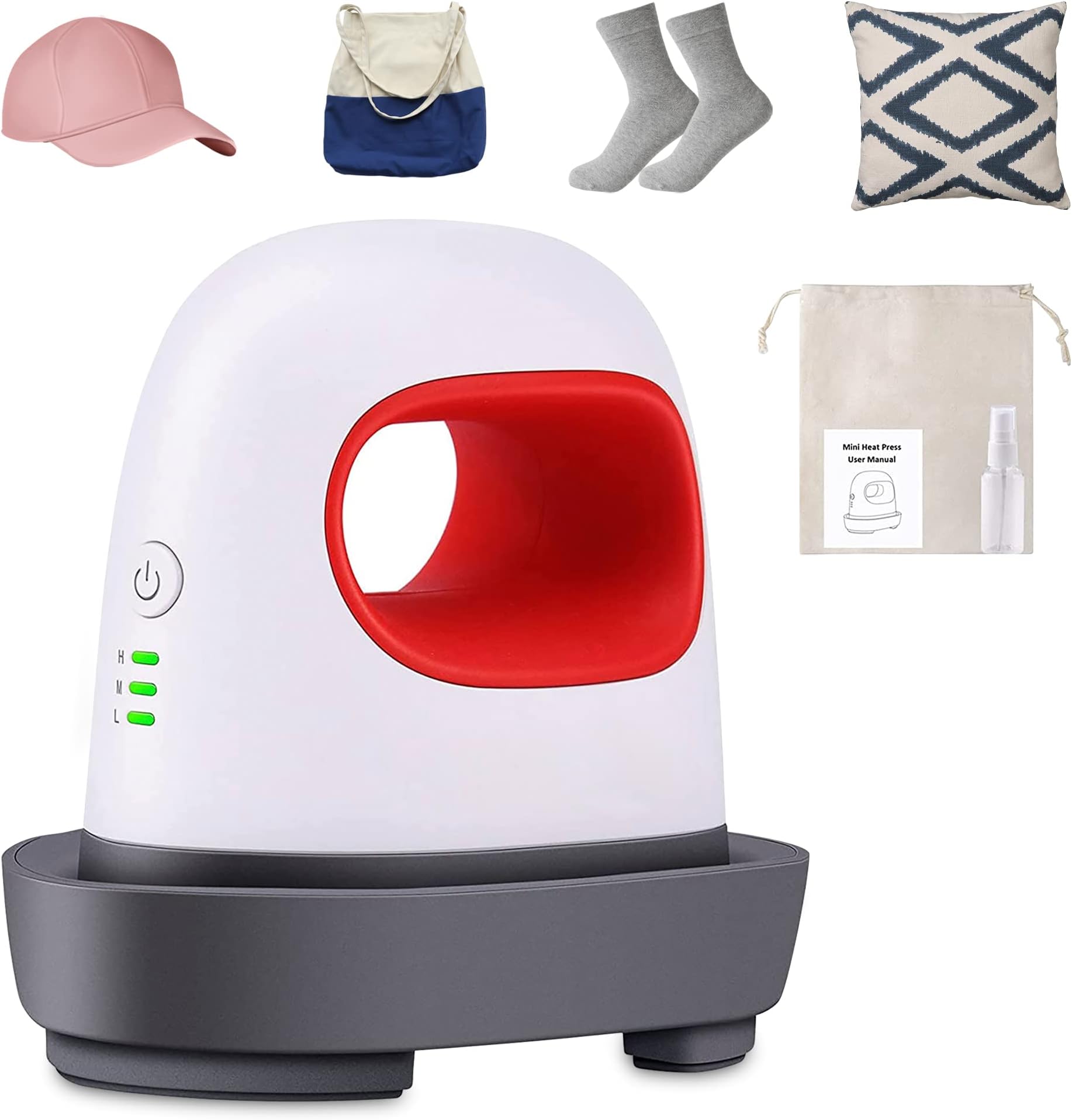 Mini Heat Press Machine, wintfarm Heat Press Machine Small Heating Transfer Press for HTV Iron-on Vinyl Projects T-Shirts Shoes Hats Pillow Crafts, Easy to Use, Red