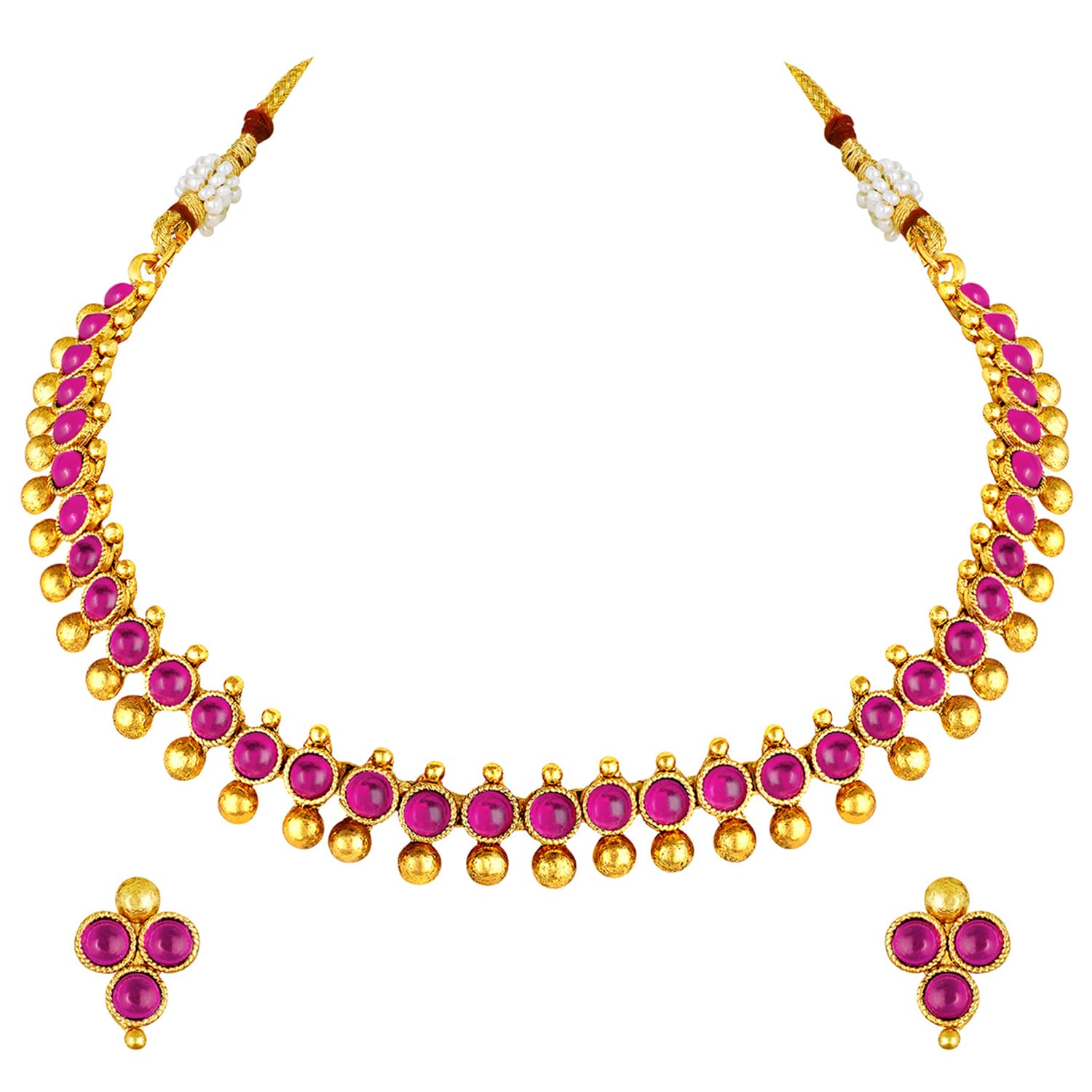 Peora Gold Plated Green Choker Necklace with Stud Earrings for Women Girls Traditional Temple Ethnic Jewellery Set (B08KLHB273) Amazon Price History, Amazon Price Tracker