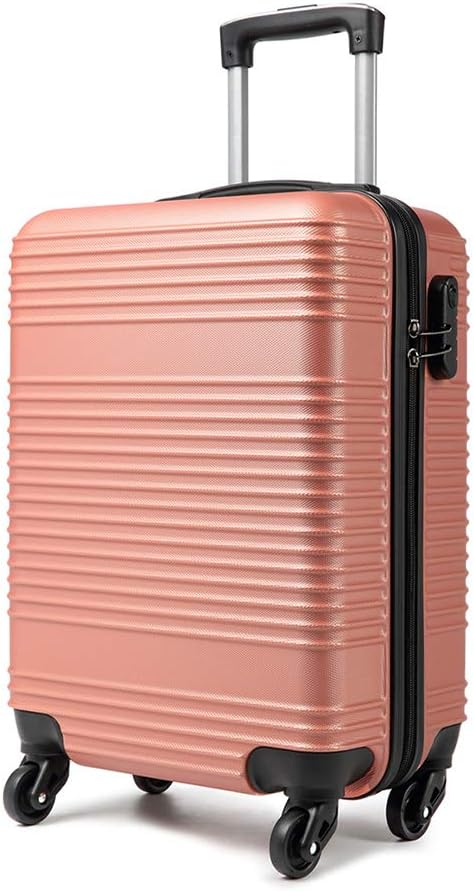 Kono Carry On Suitcase Hand Cabin Luggage Lightweight with Durable 4 Spinner Wheels, 20'' Nude,K1996 NE 20