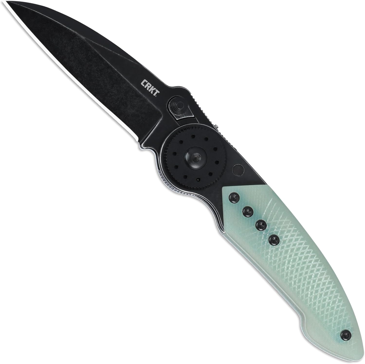 CRKT Walker EDC Folding Knife with Blade Lock: 14C28N Steel Plain Single Edge Blade, Stainless Steel Handle with Natural G10 Overlay, Pocket Clip, 4200JK