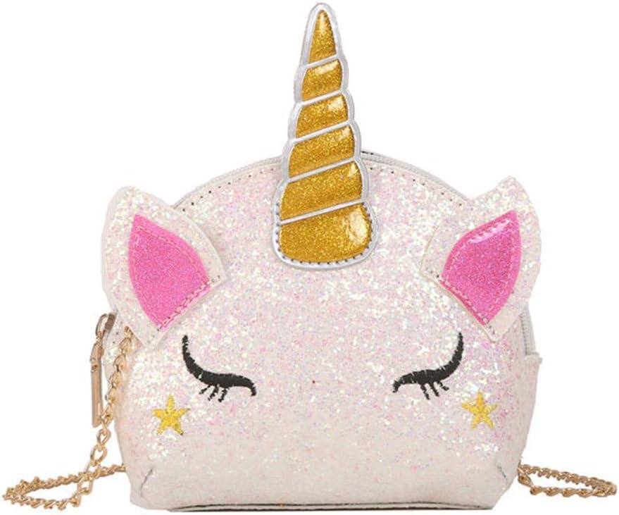 TXVSO BAGTXVSO Small Glitter Cute Unicorn Crossbody Purse Wallet Shoulder Bag Handbag Zipper Closure for Girls Teens Women, White