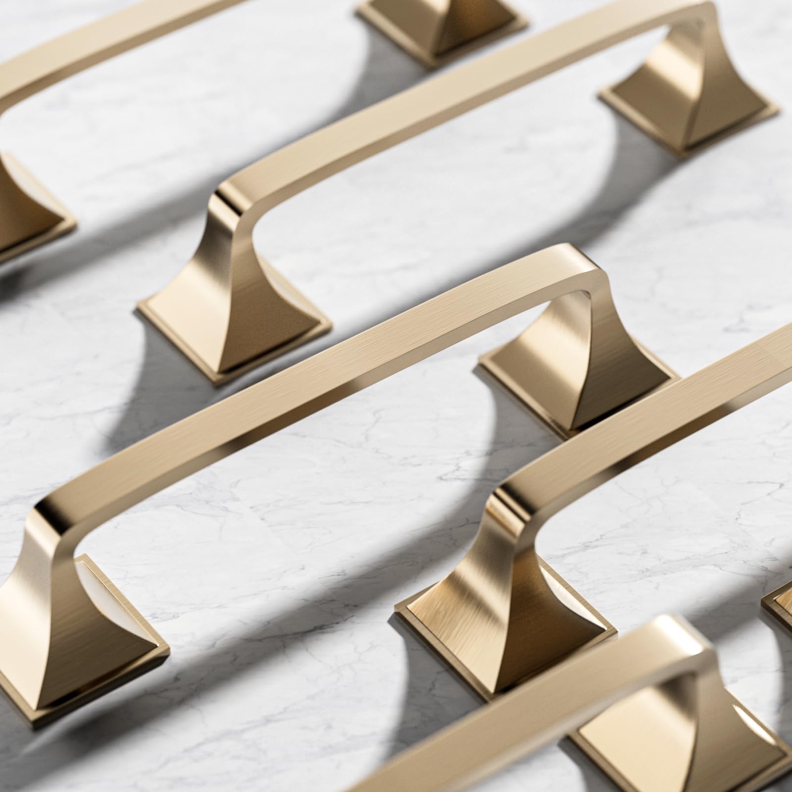 Snapklik.com : Cobbe 30 Pack Solid Brushed Gold Kitchen Cabinet Handles