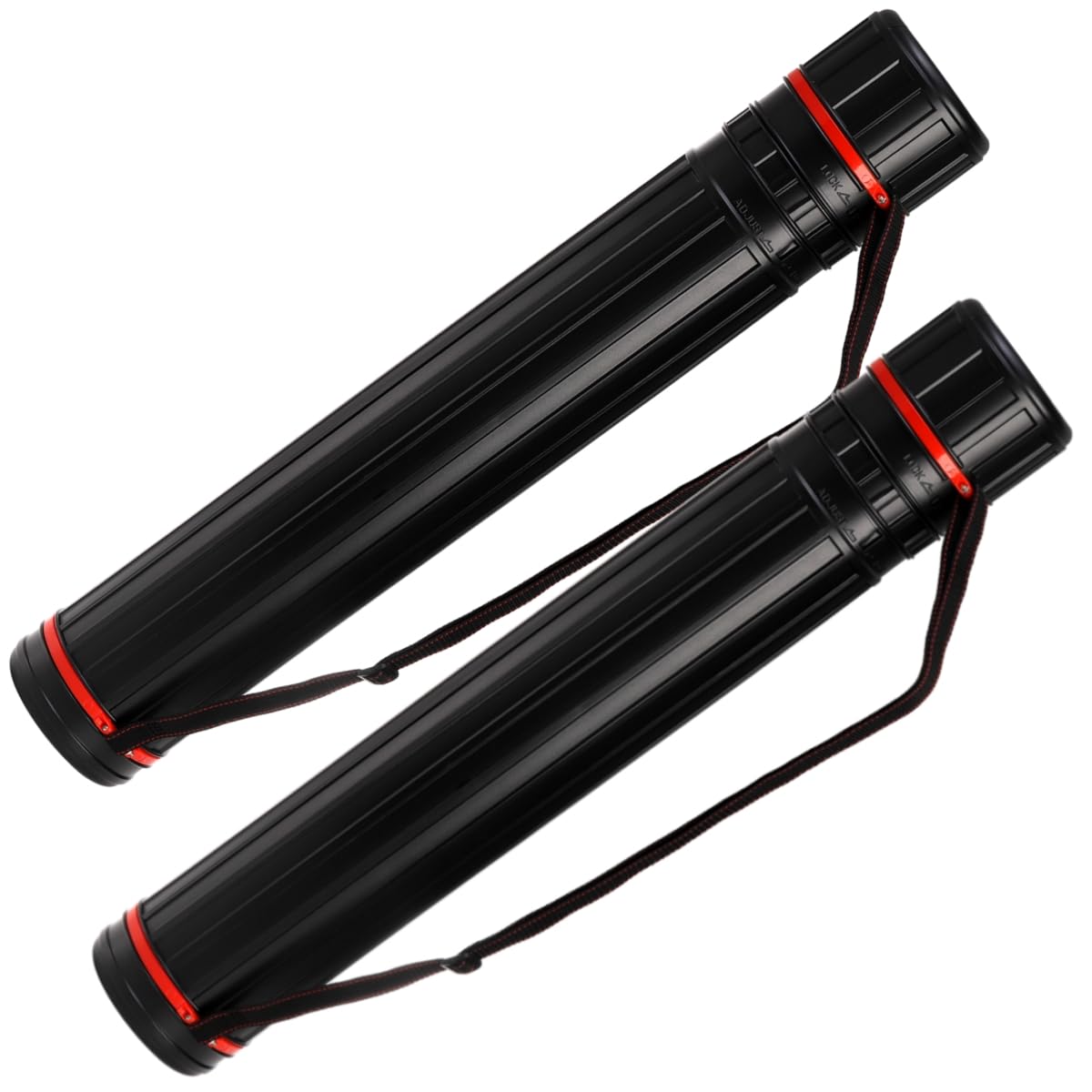 2 Pack Extendable Poster Tube, Round Black Telescoping Art Drafting Tube, Expand from 30.3" to 52", Plastic Blueprint Document Storage Holder Cases with Strap for Carrying Artworks Scrolls