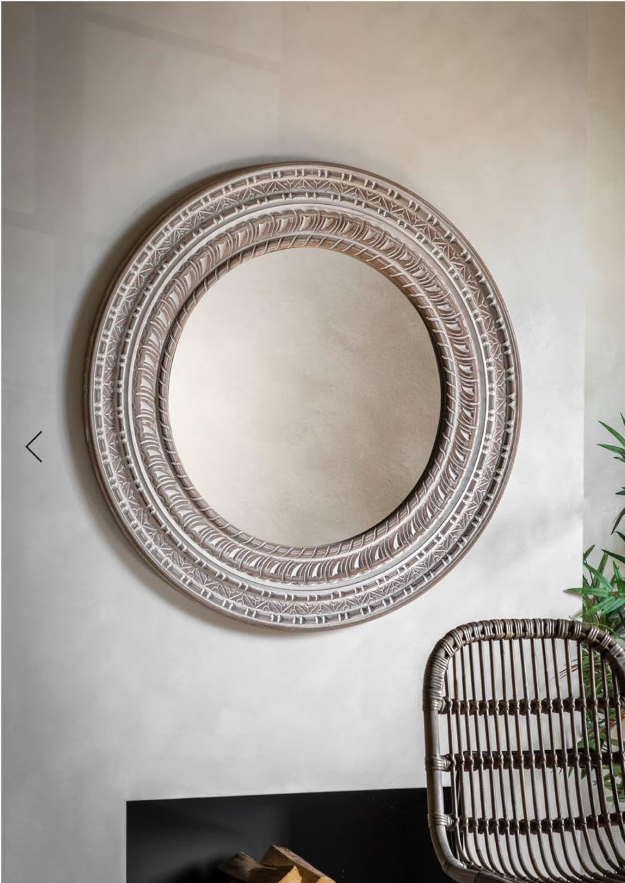 Wooden Frame Round Colour (Grey Antique) Size (36x36) inch only Frame with Out Glass Wood Art Big Size Frame Wall Decorative Wall Mirror for Living Room-image-9