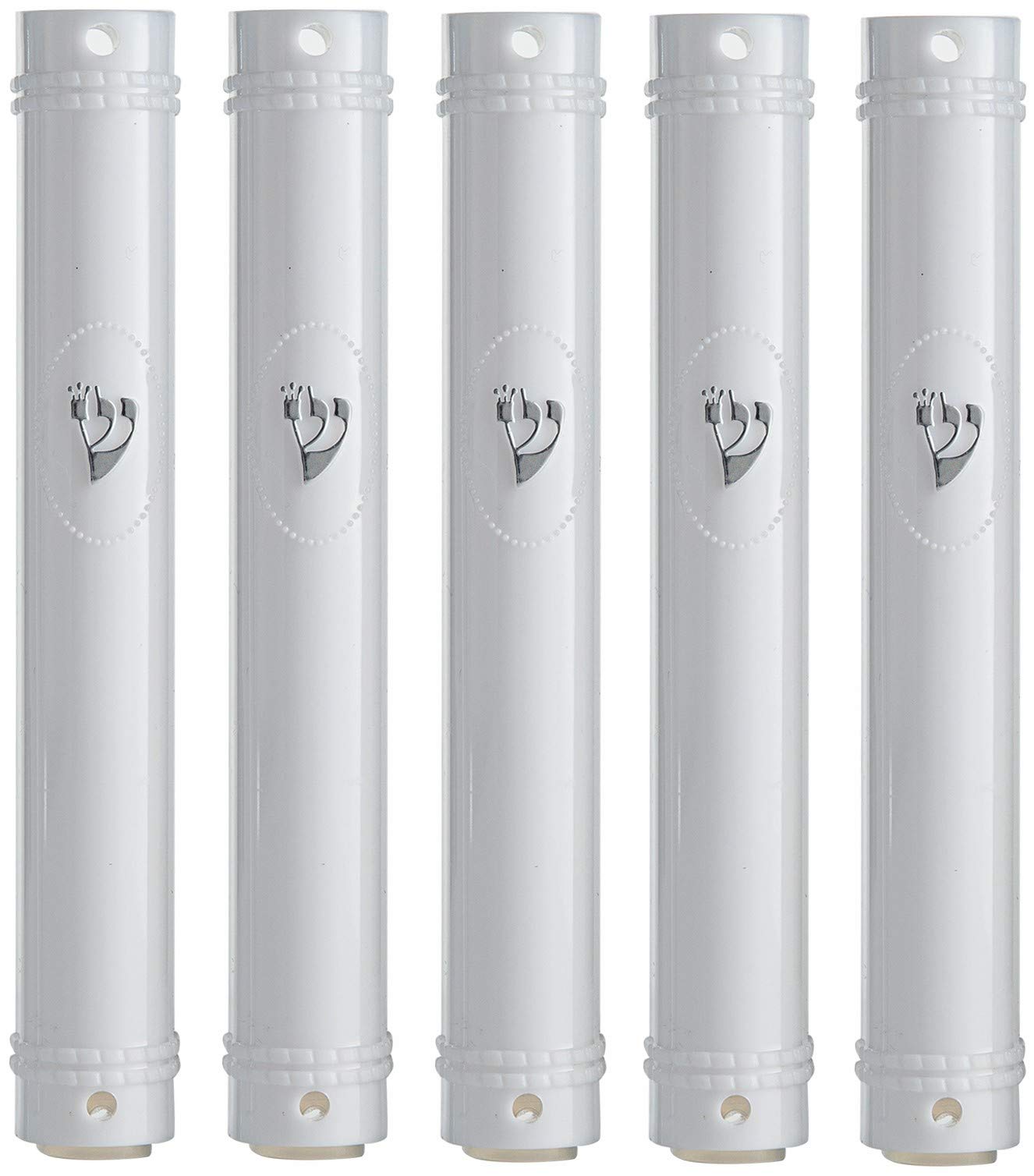 MEZUZAH CASE Holder (shidell) בית מזוזה Plastic Semiround Silver shin Waterproof Rubber Cork lot of 5 (White, 12)