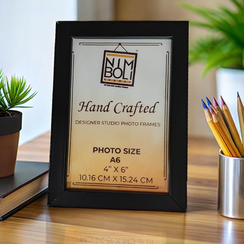 Image of Synthetic Wooden Photo Frame 6x8 Inches | Wall & Tabletop Display with Pre-Installed Hook & Stand | Home & Office Decor Picture Frame (Brown)