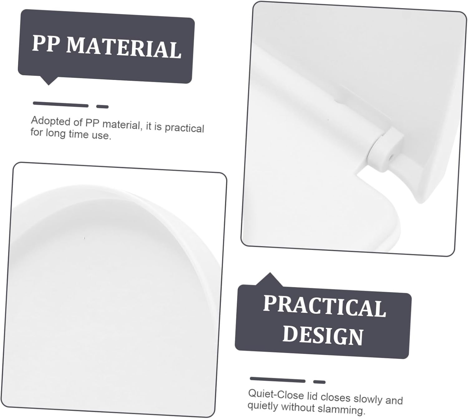 Veemoon Home Toilet Lid u Shaped Seat Cover Warm Pp Lid Quiet-close Hinge Stainless Steel Durable Easy to Clean Random Color