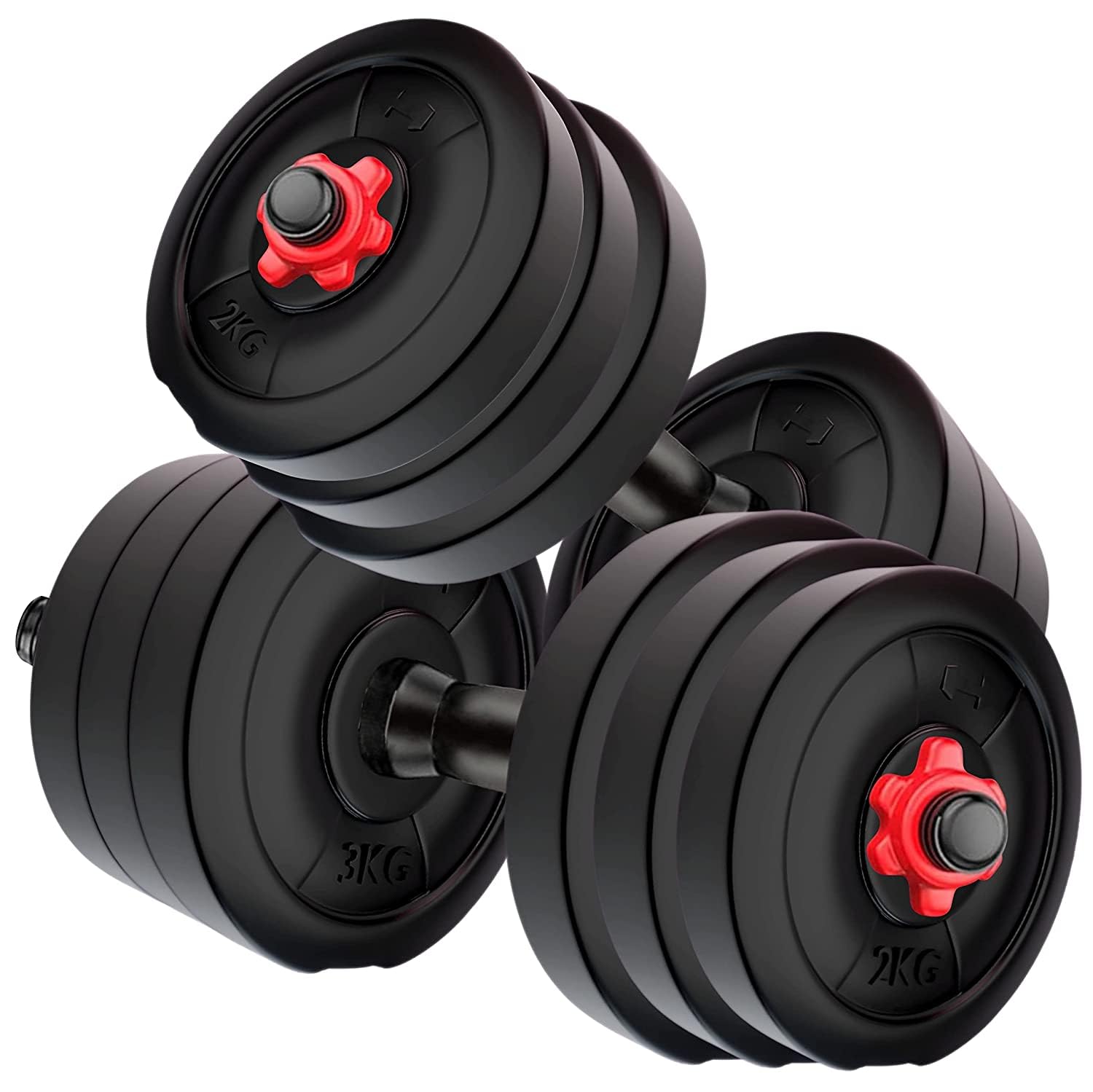 Musclen Fitness 20KG Adjustable Dumbbell Set, PVC Dumbbell Plates, Home Gym Combo, Black, PVC Material, Adjustable Style