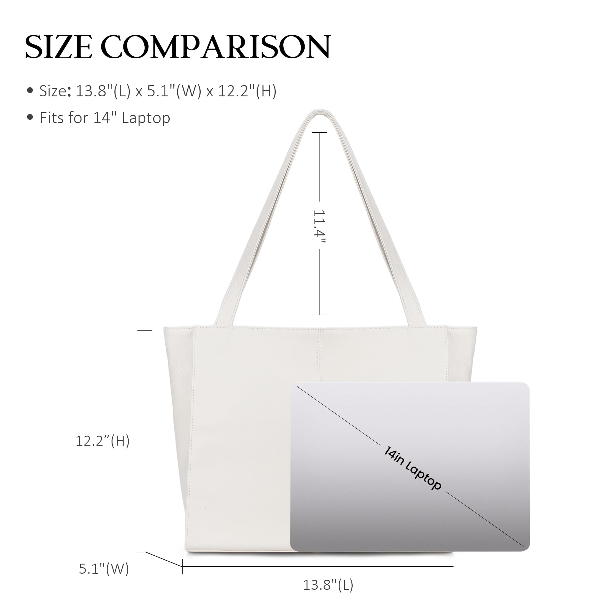 befen Véritable Sac Cabas en Cuir Femmes Sacoche, Sacs à Main en Cuir Femmes avec Compartiment pour Ordinateur Portable de 14 Pouces
