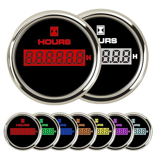 Miniatura 8 de 52mm(2") Hour Meter Gauge Hour Gauge Timer Gauge 7 Color Backlight for Marine Boat Car Motorcycle 9-32V Waterproof IP68