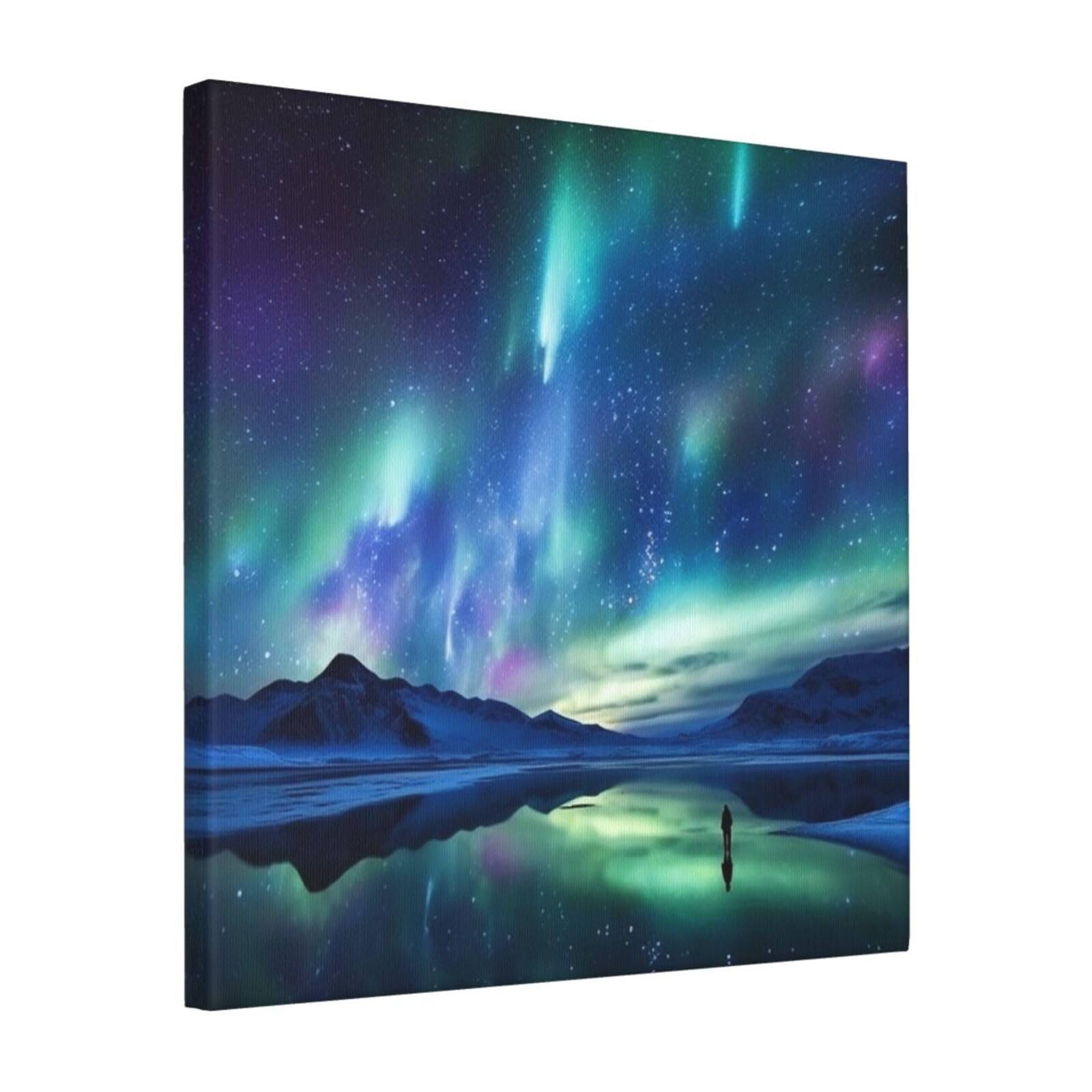 KLOPH Northern Lights Canvas Wall Art for Living Room 16"x16" Modern Artwork Painting for Bathroom Hanging Canvas Prints Aesthetic Wallart for Bedroom Kitchen Office Wall Decor