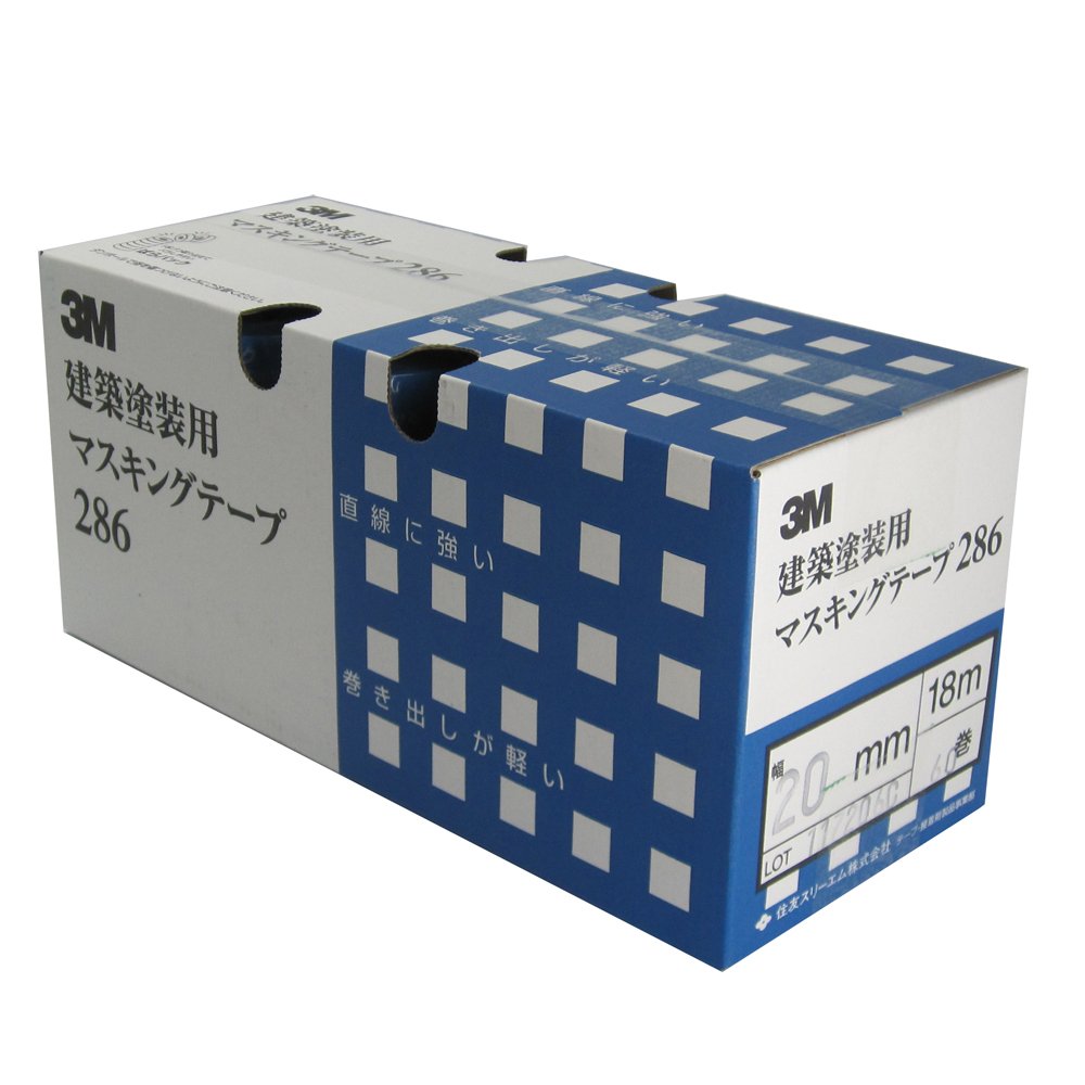 Amazon.co.jp: 3M No.286 マスキングテープ(建築塗装用) 20mm