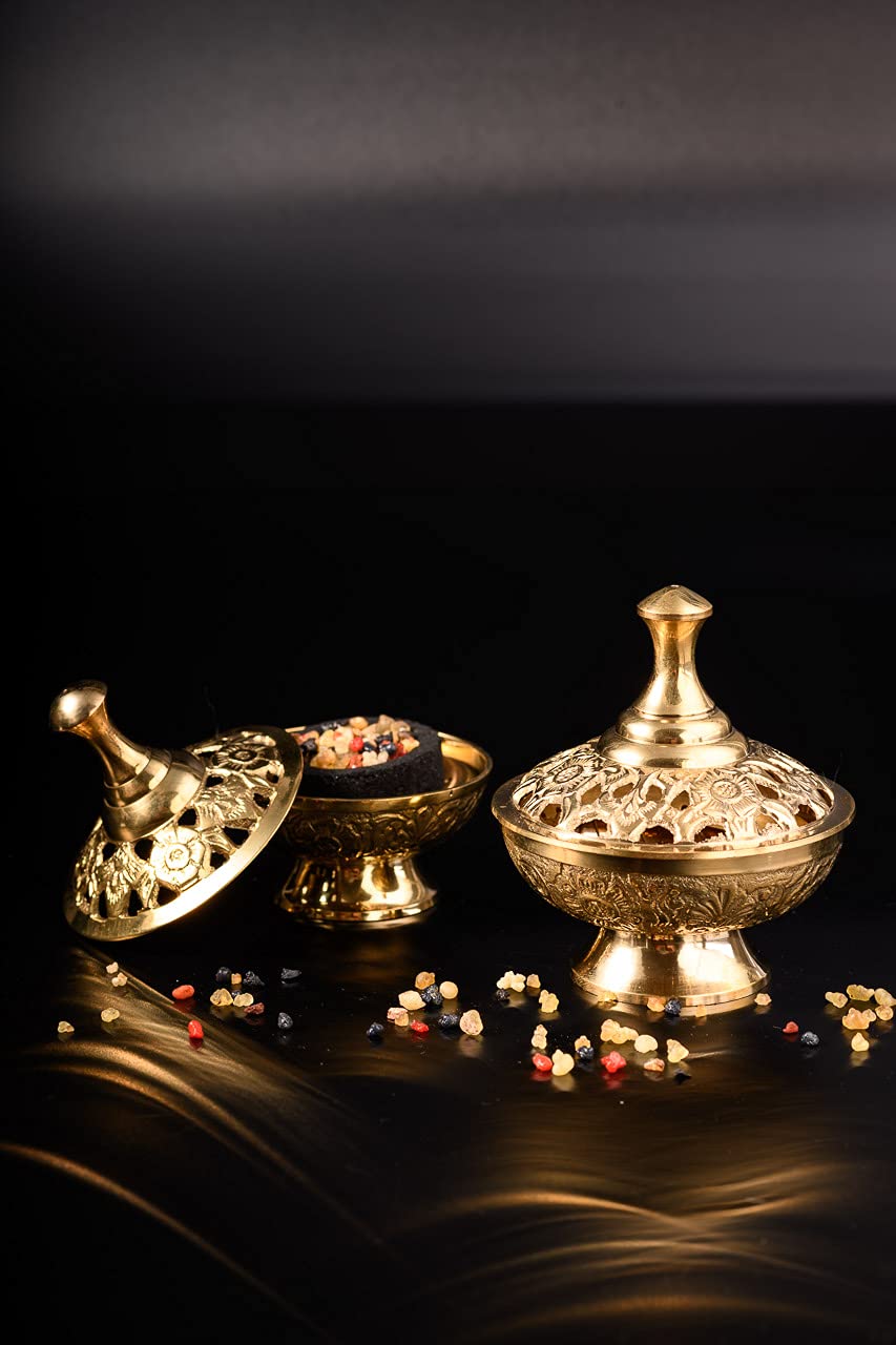 NKlaus wierookbrander messing voor wierook goud hoogte 17cm met ketting lengte 27cm handgemaakt 2930 NKlaus wierookbrander messing voor wierook goud hoogte 17cm met ketting lengte 27cm handgemaakt 2930