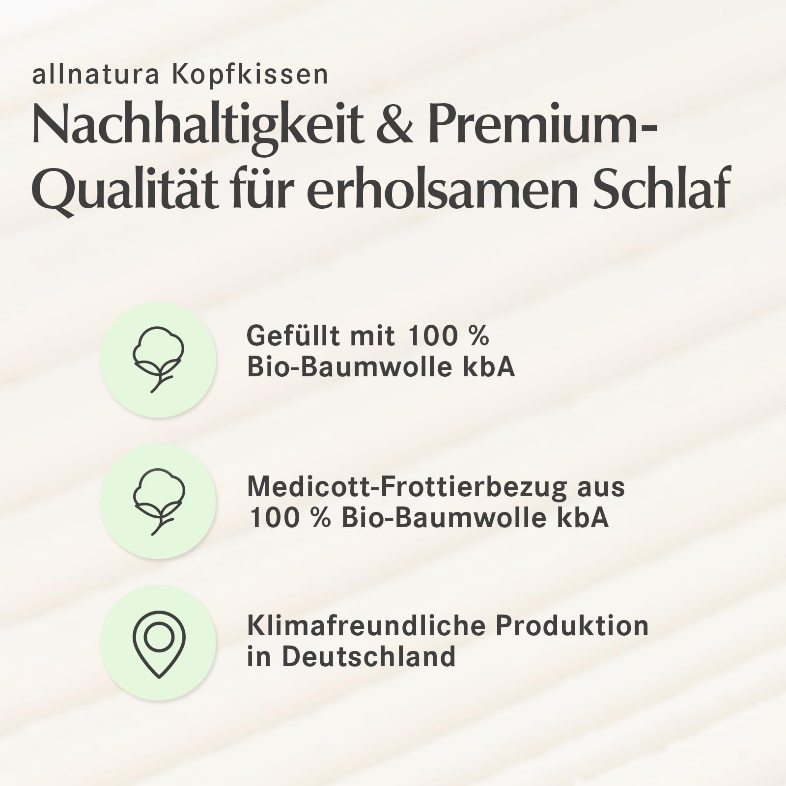 allnatura Baumwoll-Kopfkissen Cotona-Medicott 40x80 cm Testsieger - 100% Bio-Baumwolle ideal für Allergiker - Seiten- und Rückenschläfer - Höhe anpassbar & Bezug maschinenwaschbar - Made in Germany