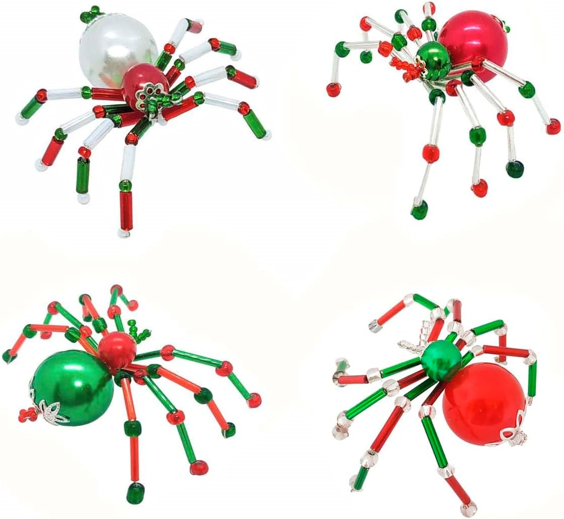 Christmas Spiders | Spider Ornaments for Christmas Tree | Christmas Spider Ornament Kit | Red and Green Christmas Decorations | Unique Christmas Gift for Kids | Wholesale Price (Any styles 10 psc)