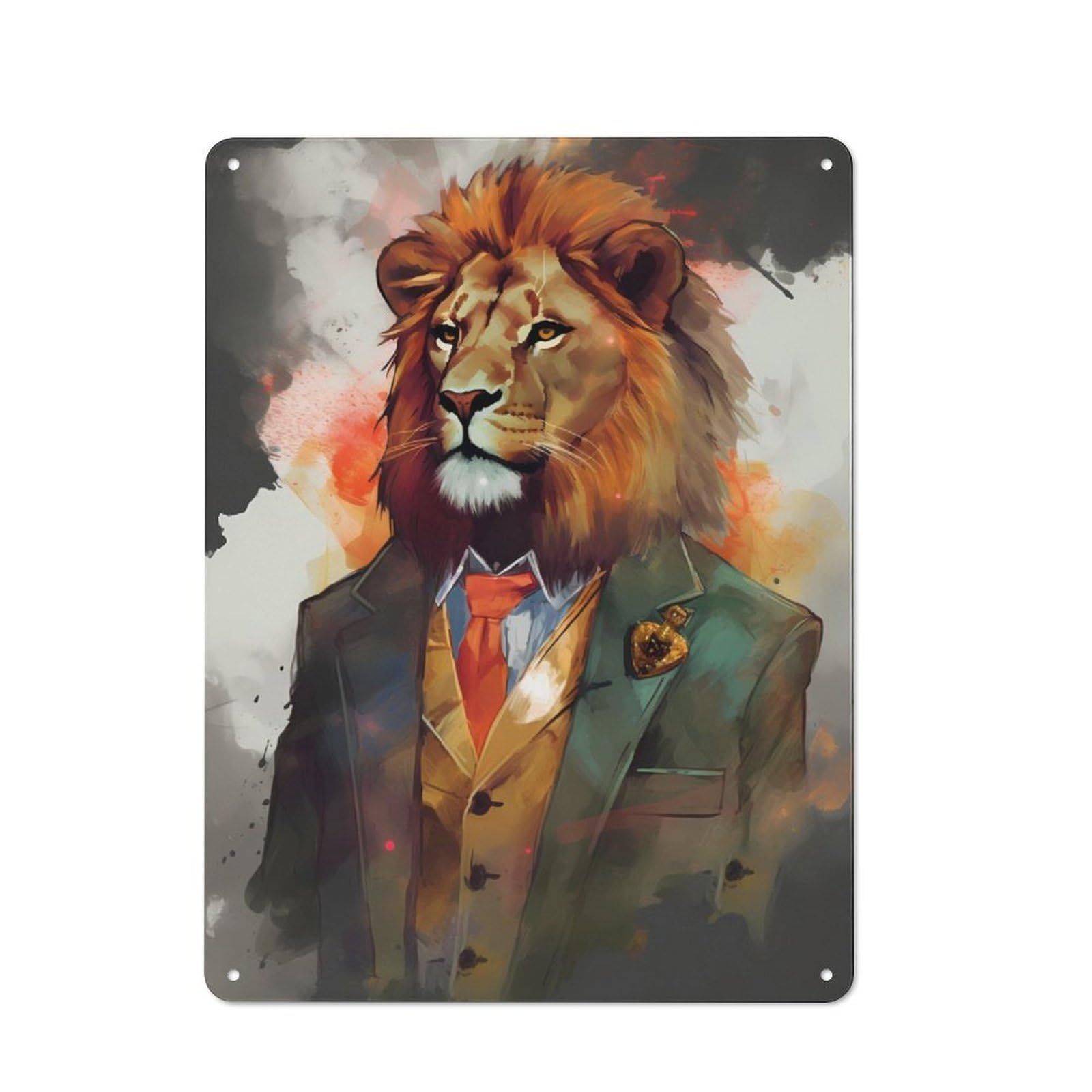 Junmoney Lion Enchantment Retro Metal Plaque 40X30cm For Café Or Home Bar, With Clear Retro Wall Decor Character