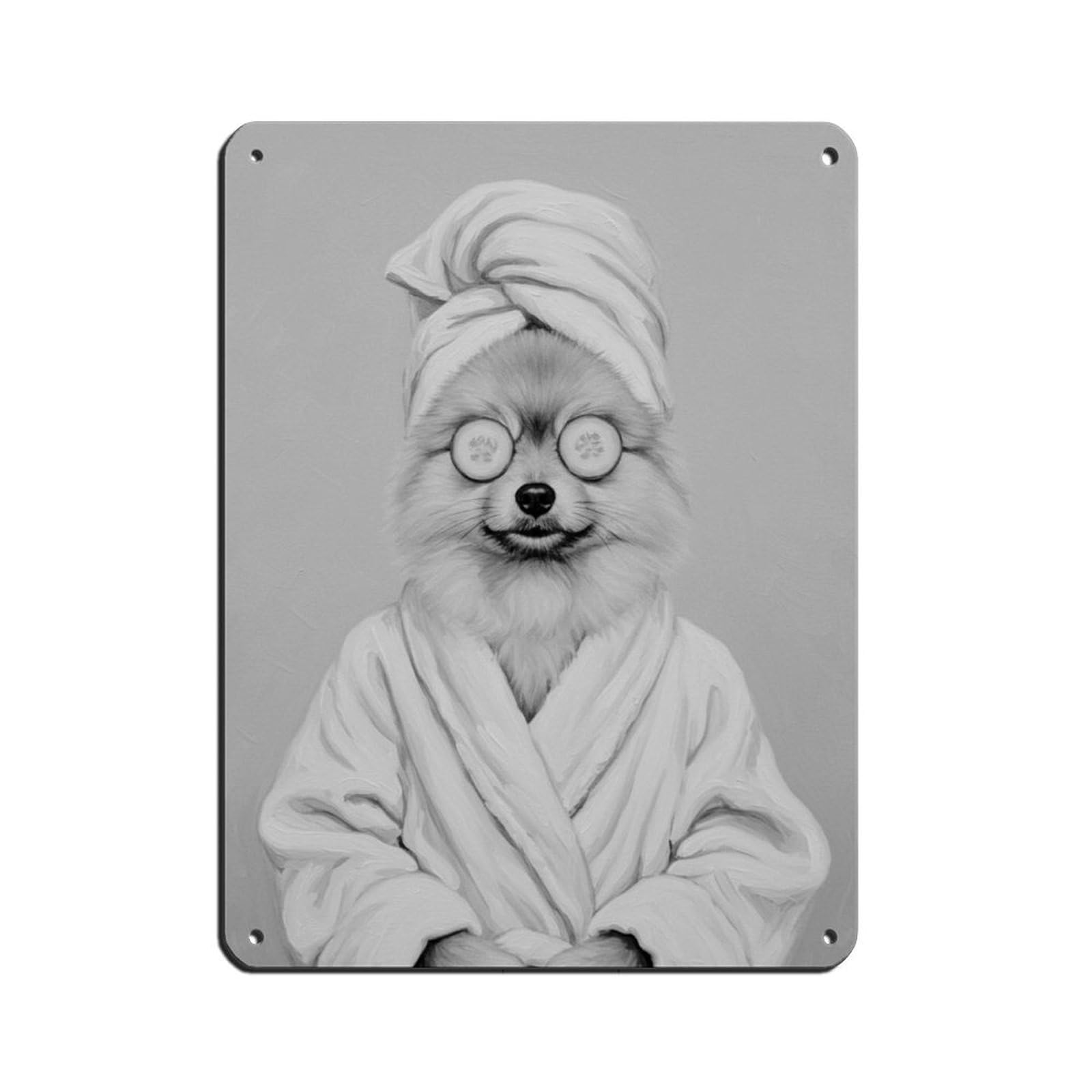 Bathroom Spa, Pomeranian Art Retro Poster Metal Tin Sign Chic Art Retro Iron Painting Bar People Cave Cafe Family Garage Poster Wall Decoration 12x16inch(30x40cm)