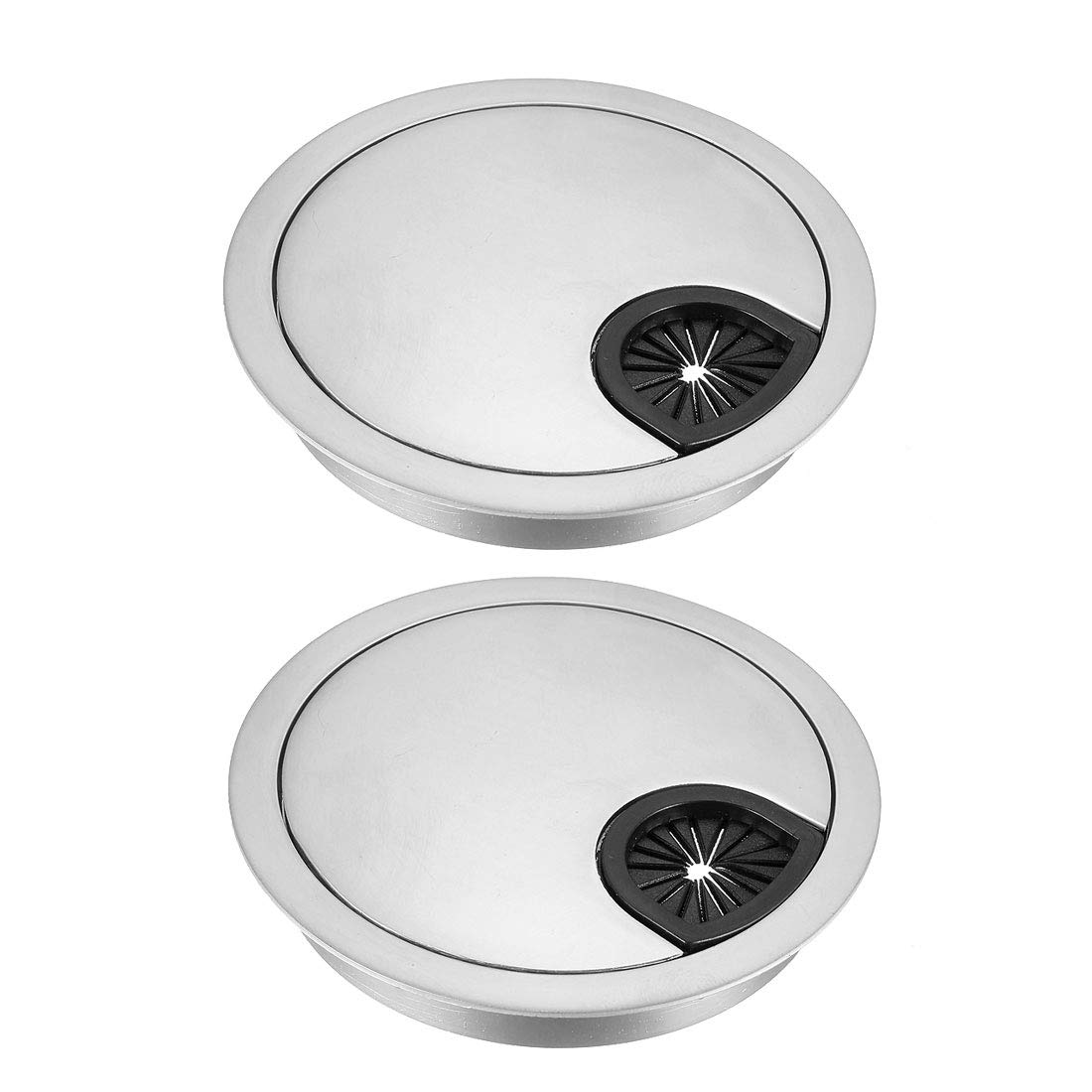 sourcing map Cable Hole Cover, 3.1Inch/80mm Zinc Alloy Desk Wire Cord Cable Grommets Hole Cover for Office PC Desk Cable Cord Organizer, 2Pcs Silver Tone