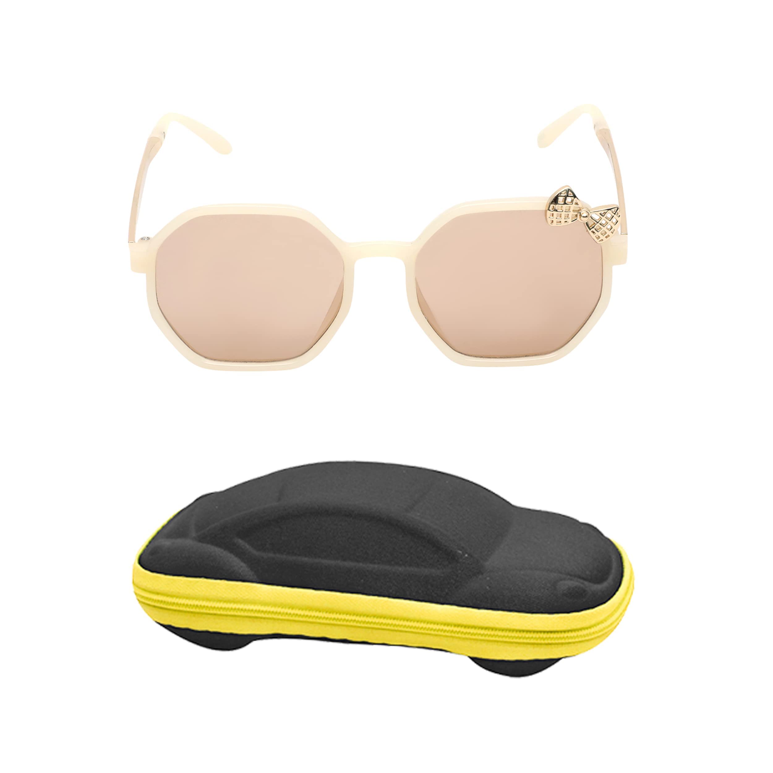 SPIKY Girls Hexagon Polarized Hexagonal Sunglasses With Protective Case Brown Frame, Brown Lens, Free Size - (Pack Of 1) 2
