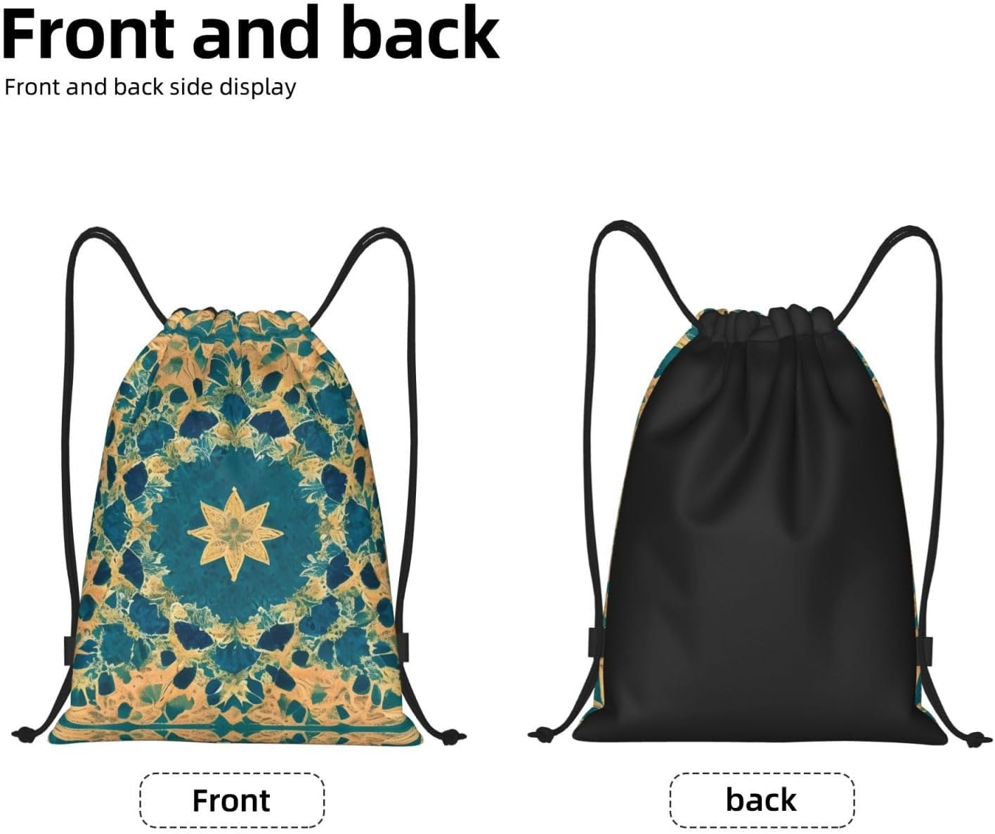 Quadrangle pattern Foldable drawstring backpack, lightweight storage bag - large-capacity fitness travel bag image 4