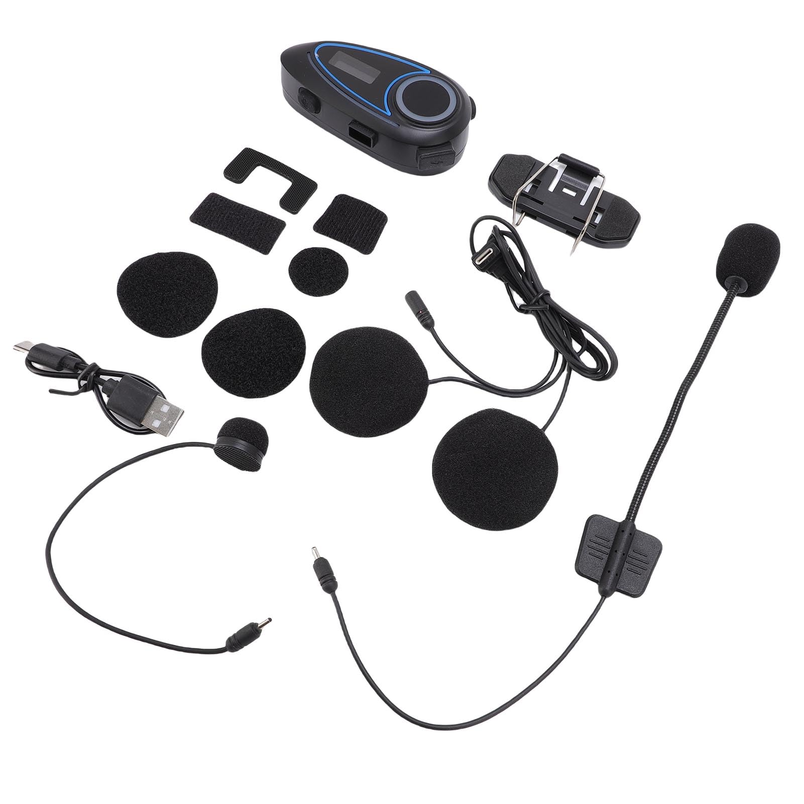 Jiawu Auricolare Bluetooth per Moto Suono Ad Alta fedeltà Display della Batteria Radio FM Incorporata per Lunghi Viaggi Altoparlante da 40 Mm