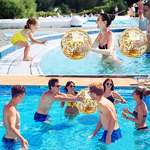 Turnmeon 5 Pack Sequins Beach Ball Jumbo Pool Toys Balls Giant Confetti Glitters Inflatable Clear Beach Ball Swimming Pool Water Beach Toys Outdoor Summer Party Favors For Kids Adults #TOP1