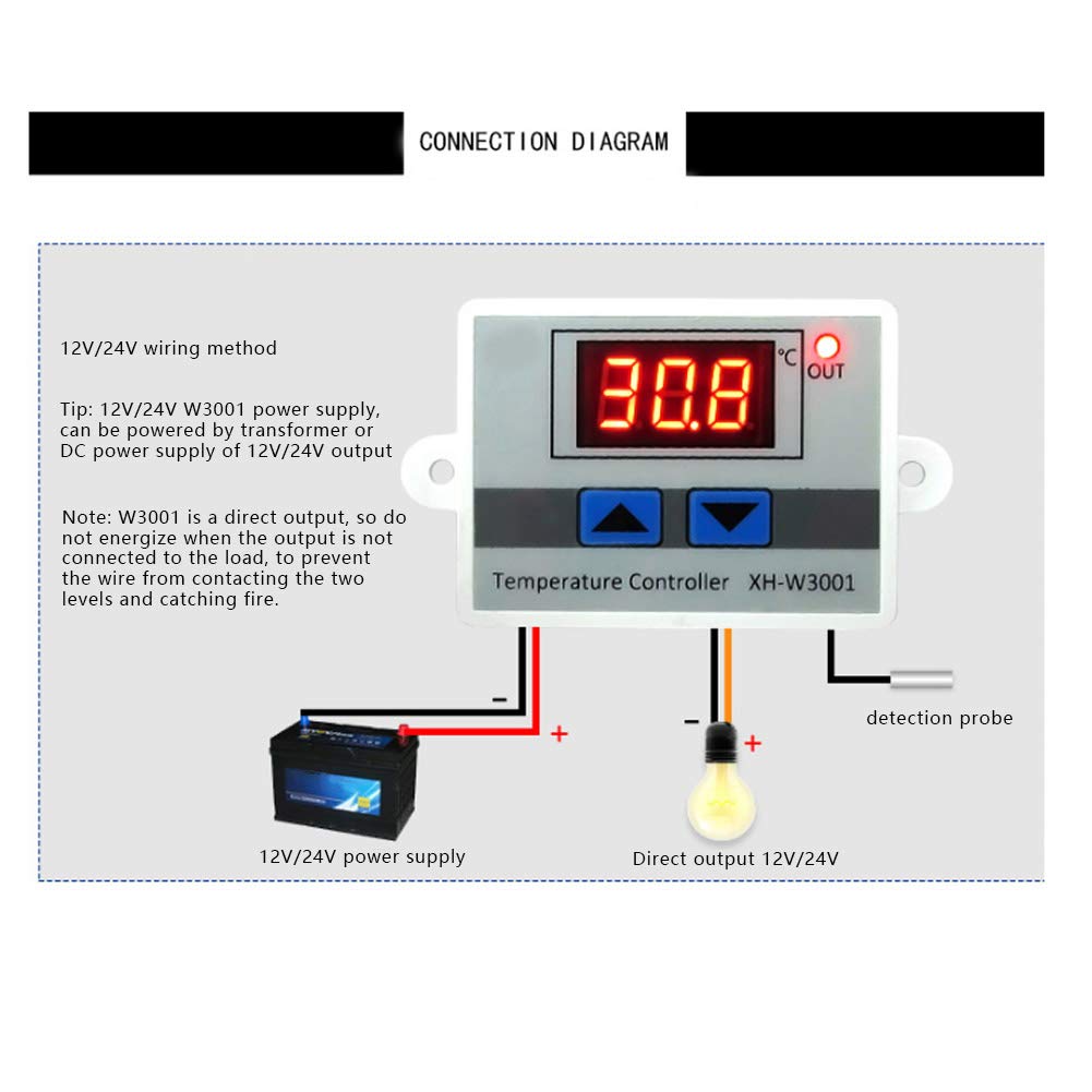 DC 12V 120W / 180W Mini termostat Cyfrowy termostat Przełącznik z sondą Programowalne ogrzewanie Chłodzenie Elektroniczny termostat