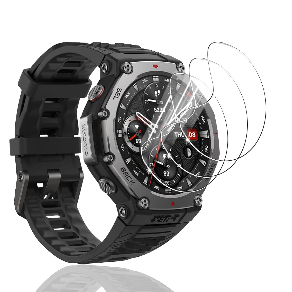 Bekiikoo 3 Pieces Protector for Amazfit T-Rex 3 [Not Tempered Glass], Flexible TPU Full Protection, HD Anti-Scratch, Full Coverage Screen Protector for Amazfit T-Rex 3