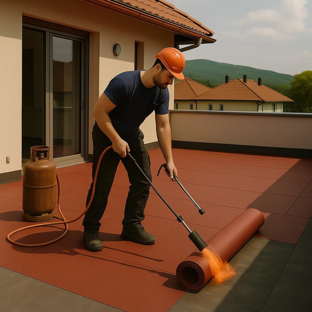 FORTUNATO Guaina Bituminosa Ardesiata CASASCIUTTA Impermeabilizzazione Isolamento Tetti Terrazze Coperture Rotolo 1x10 m (Rosso, 1 x 10 m)