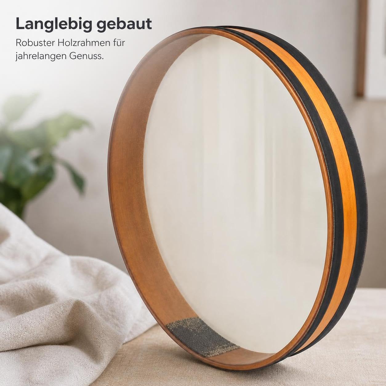 TISHITA Handtrommel Percussion Ozeantrommel mit Sanftem aus Holz Und Schaffell für Entspannende Klänge für Meditation Schlaf Achtsamkeit, 22 Zoll