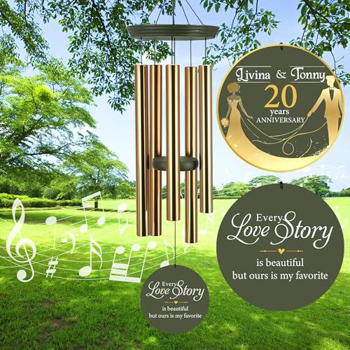 Image of ASTARIN Wedding Memory Day Gifts Wind Chimes Customized, Personalized Wind Chimes 2025, for Couple Women Men, Deep Tone Wooden Windchime