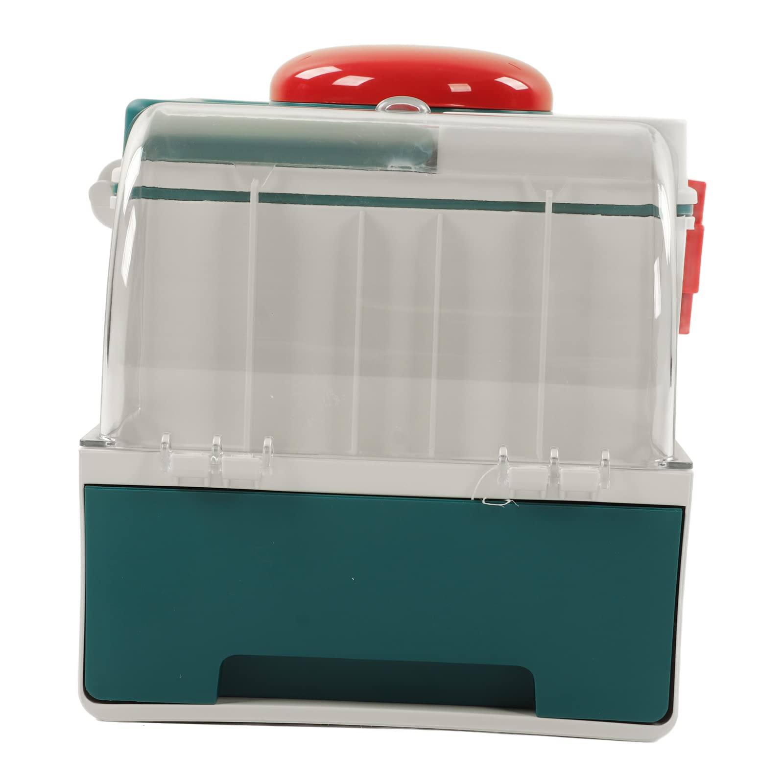 Box Cute Ambulance Shape Double Layer Large Capacity Storage Box with Portable Handle Green (Green)