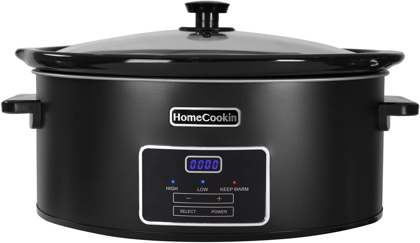 HOMECOOKIN 7 Quart Programmable Slow Cooker, Kitchen Appliances, Perfect Kitchen Small Appliance for Family Dinners, Black Stainless Steel HOMECOOKIN 7 Quart Programmable Slow Cooker, Kitchen Appliances, Perfect Kitchen Small Appliance for Family Dinners, Black Stainless Steel