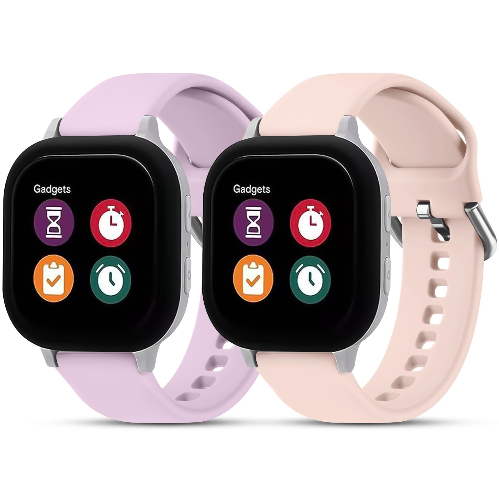 2 Pack Kids Replacement Bands Compatible with Gabb Watch 3 2 1/ Gizmo Watch 3 2 1/T Mobile SyncUP Watch, Waterproof Silicone 20mm Wrist Strap for Kids Boys Girls (Light Purple/Pink)