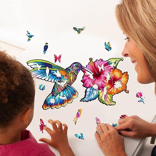 Miniatura 2 de Rompecabezas de madera para adultos, rompecabezas de madera de colibrí con forma de animales únicos, rompecabezas de madera de animales con caja de